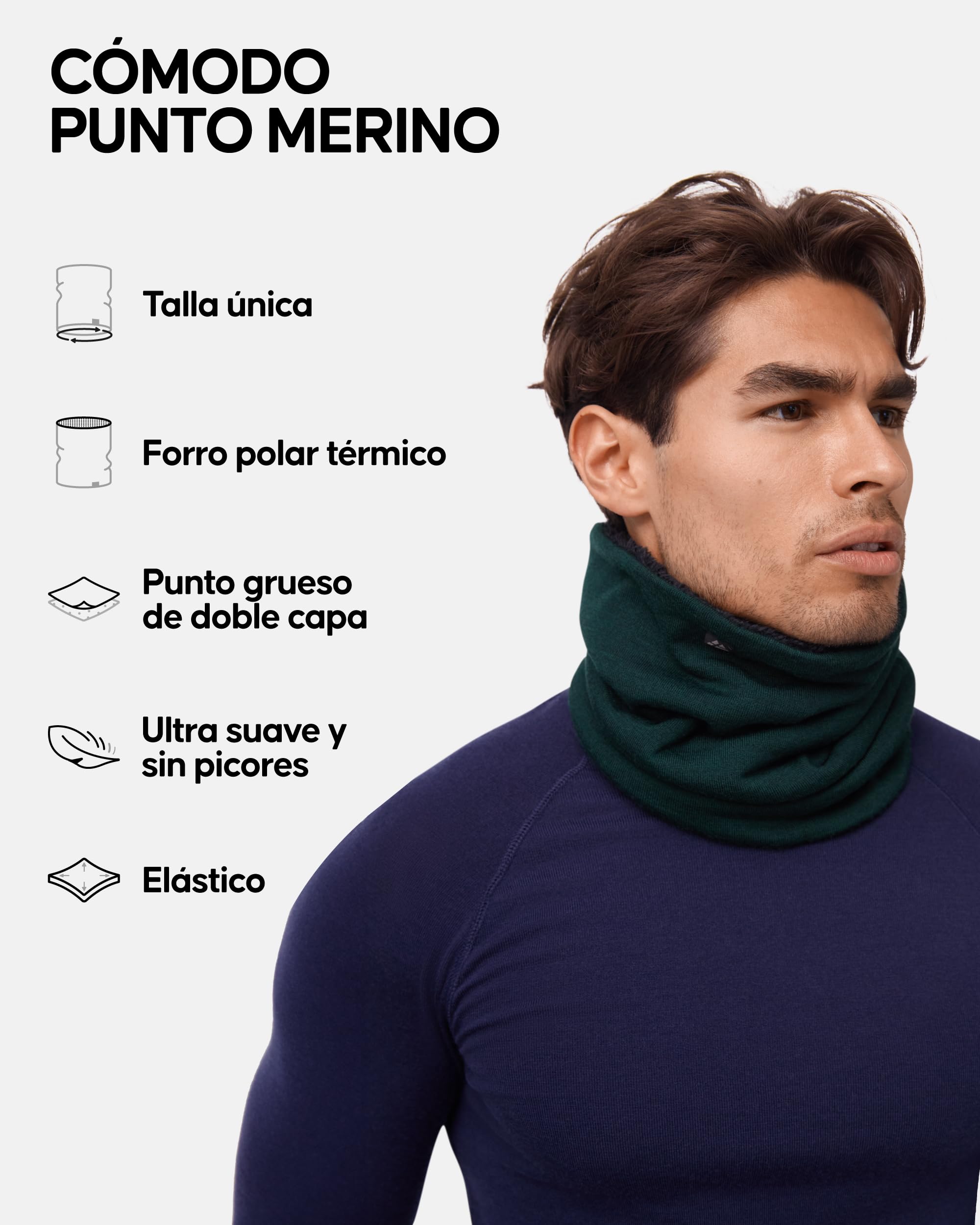 DANISH ENDURANCE Braga de Cuello Térmica de Merino con Forro Polar, Polaina, Balaclava, Calentador de Cuello para Invierno, para Hombres y Mujeres