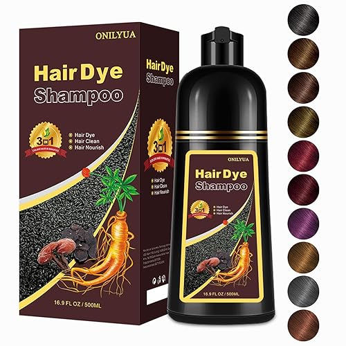 Champú de tinte para el cabello 3 en 1, tinte para el cabello castaño cereza de 16.9 onzas líquidas, champú para cabello castaño cereza, champú para