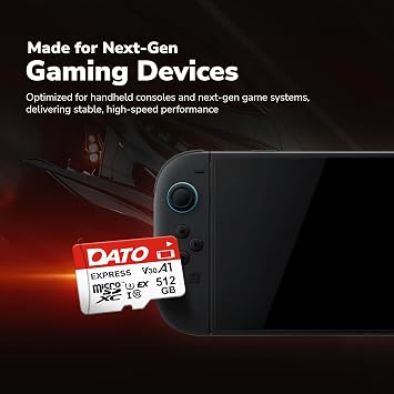 DATO Express 256GB microSDXCEX Memory Card PCIe Gen3x1 NVMe UHS-I C10 U3 V30 A1 4K8K UHD Up to 800/700 MB/s Compatible with Gen Gaming Consoles Switch 2 Action Cameras Drones 360 Cameras