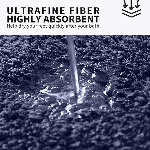 Miniatura 10 de FIFU Tapetes y alfombras de baño, dormitorio y cocina antideslizantes, lavables a máquina y absorbentes, tapete para ducha y inodoro, 20 x 32