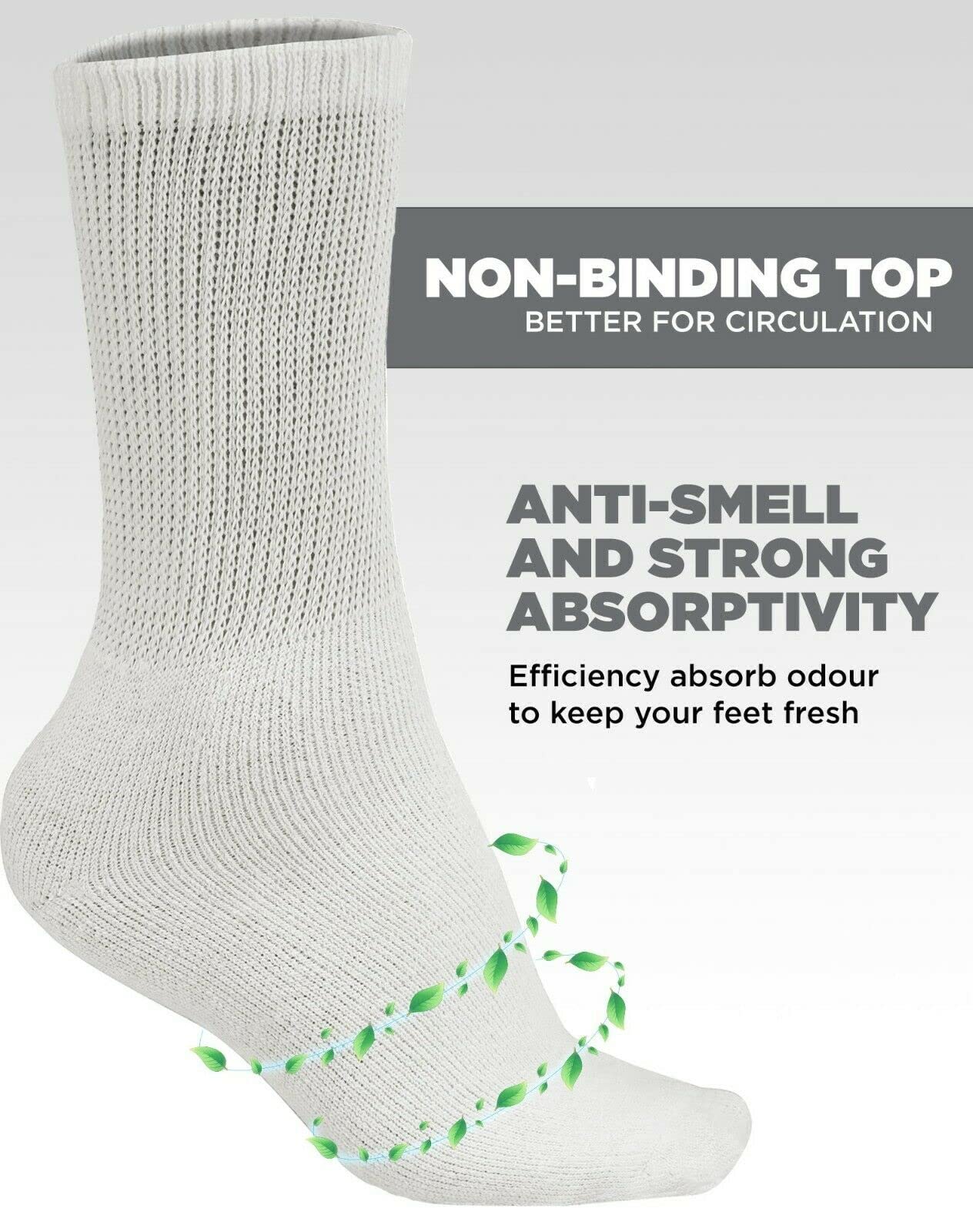 LOOM KNIT Diabetic Socks Non-Binding, 6 works Non Elastic Gentle Grip for Swollen & Painful Legs - Image 4