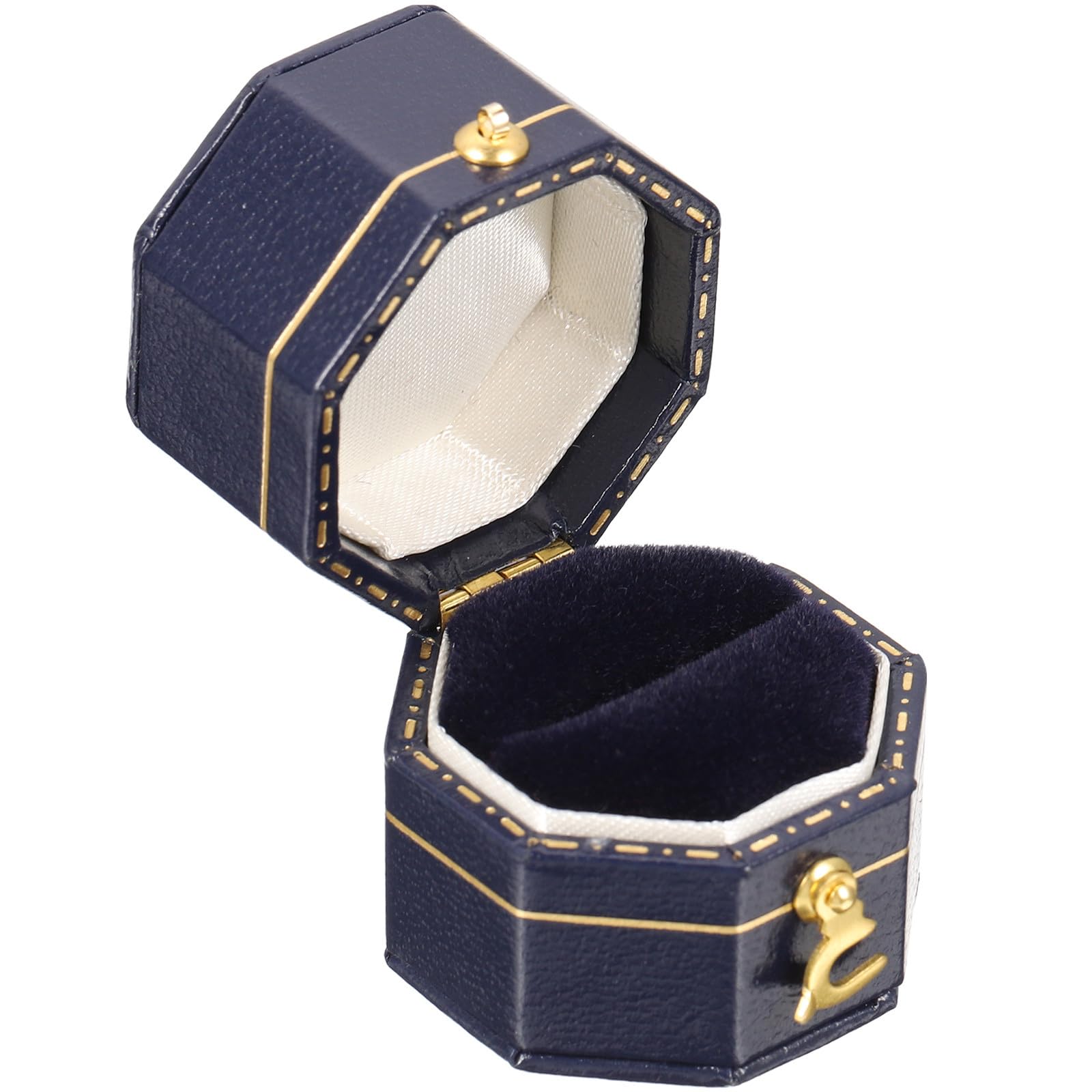Boîte à bijoux portable en cuir vintage, l'écrin octogonal pour vos alliances