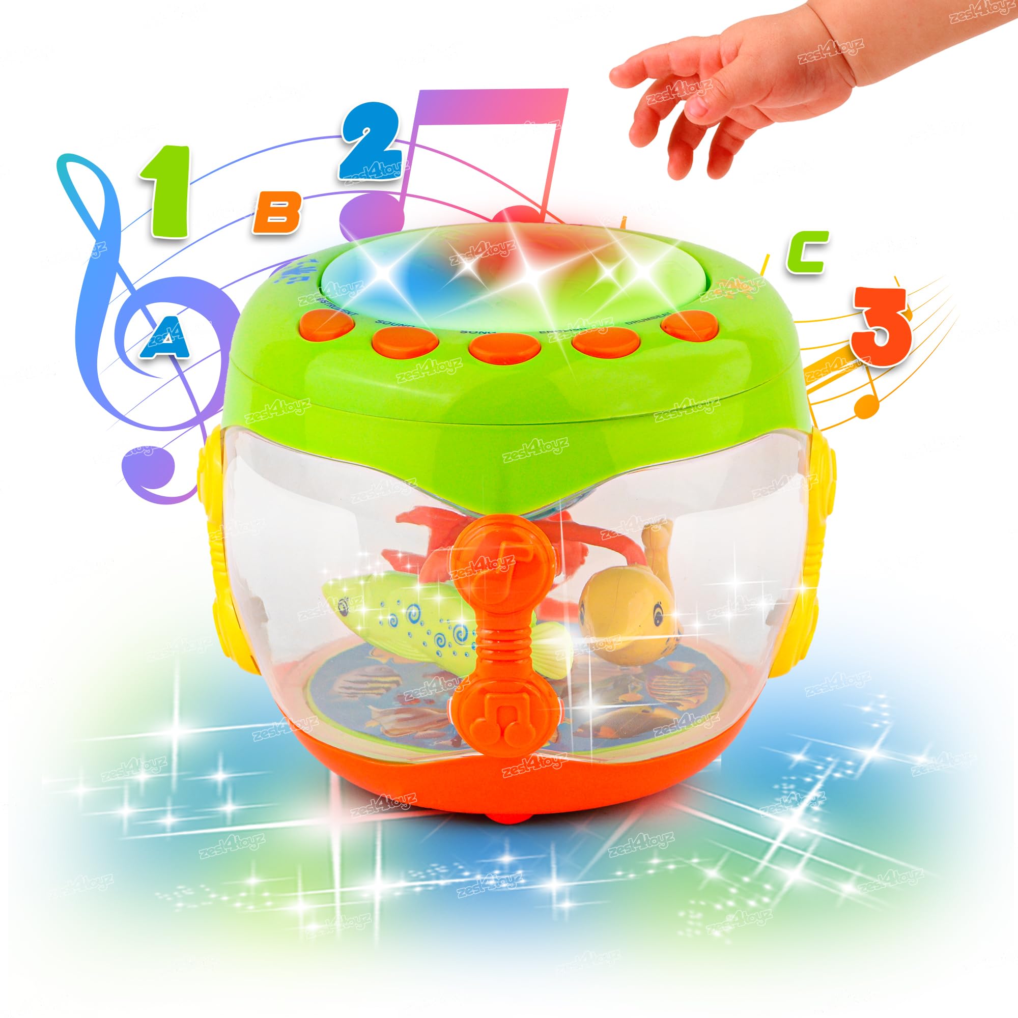 Zest 4 Toyz Drum Toy for Kids, 3D Interactive Flashlights & Music, Aquarium Shaped Flash Drum, Rechargable Battery (Multicolour) Ages 1+ (B0D41DJJYB) Amazon Price History, Amazon Price Tracker