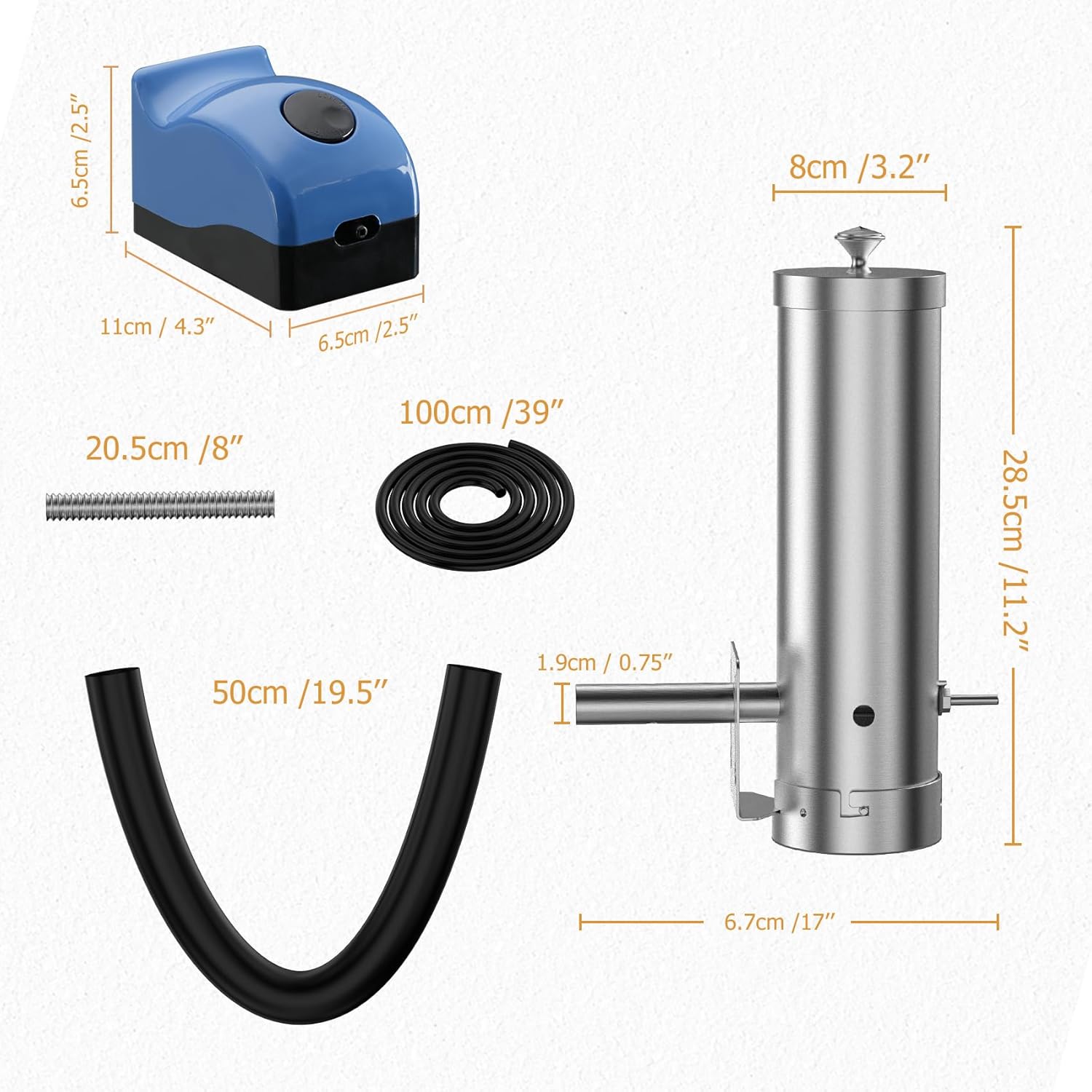 Cold Smoke Generator with Lid & Air Pump, Portable Electric BBQ Smoker, Wood Pellets Outdoor Smoker, Grill Accessory Barbecue Tools for Meat Vegetable, Hot & Cold Smoking, Stainless Steel