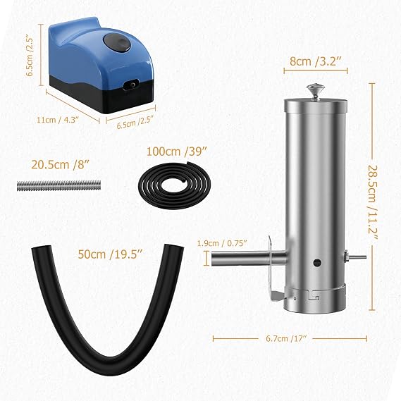 Cold Smoke Generator with Lid & Air Pump, Portable Electric BBQ Smoker, Wood Pellets Outdoor Smoker, Grill Accessory Barbecue Tools for Meat Vegetable, Hot & Cold Smoking, Stainless Steel