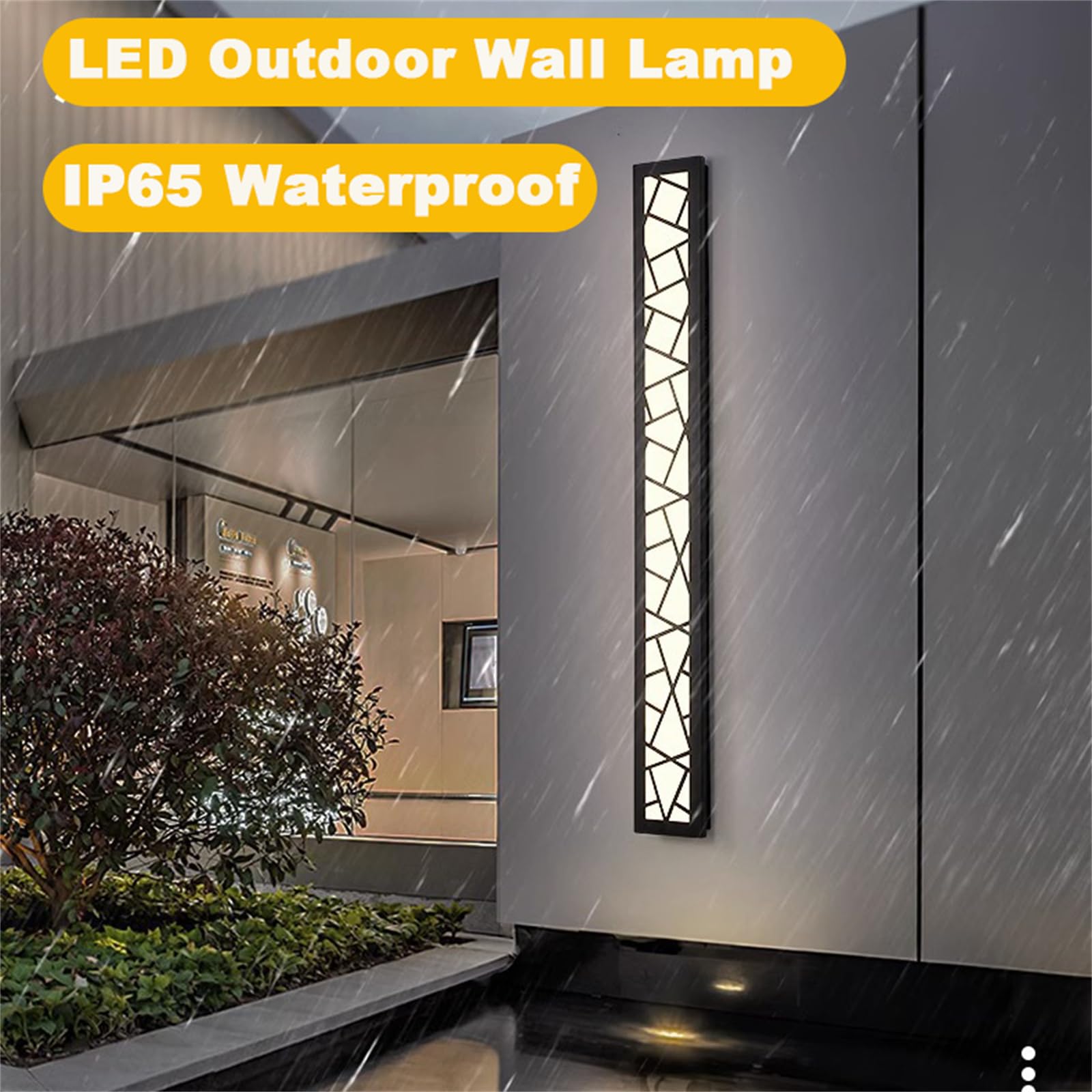 Wandleuchte für den Außenbereich mit intensité Variable Avec Telécommande, Longue Lampe d'intérieur Étanche IP65, moderne LED aus Acryl, Schwarz, für Garten, Garage, Terrasse (60 cm)