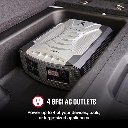 Miniatura 3 de Cobra PRO - Inversor de potencia de grado profesional de 3000 W, portátil, cargador de coche de 3000 W, 4 salidas de CA a tierra, 2 puertos USB de