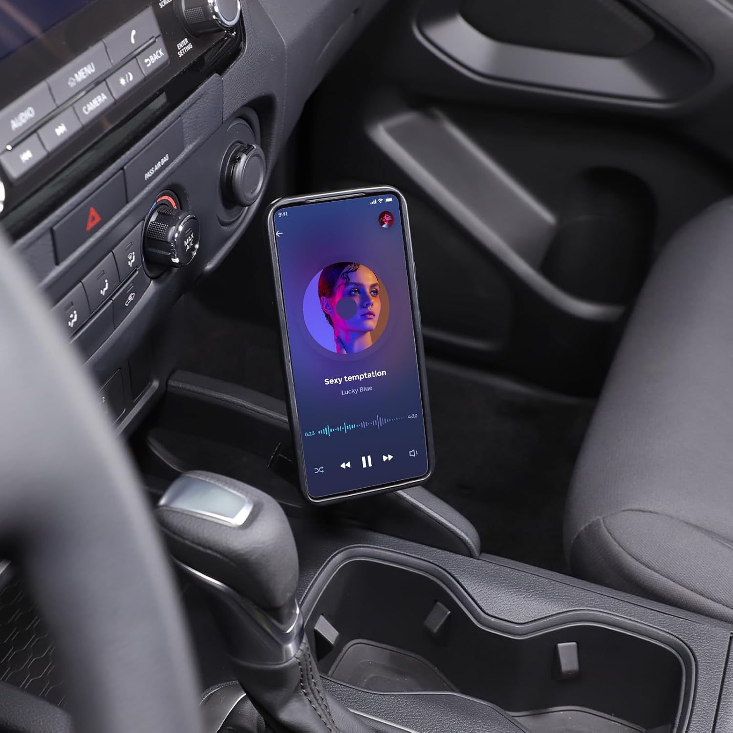 Car Vacuum Magnetic Suction Phone Holder Compatible with Nissan Frontier 2022-2025 Accessories, Hands-Free Mobile Phone Mount Universal Cell Phones Navigation Bracket Clamps on Center Console Handle