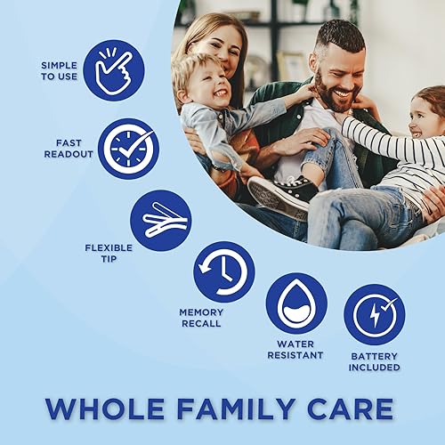 Miniatura 4 de Healthwise Termómetro digital  Lectura de 10 segundos  Indicador Feverline  Punta flexible  Higiénico resistente al agua fácil limpieza  Estuche de