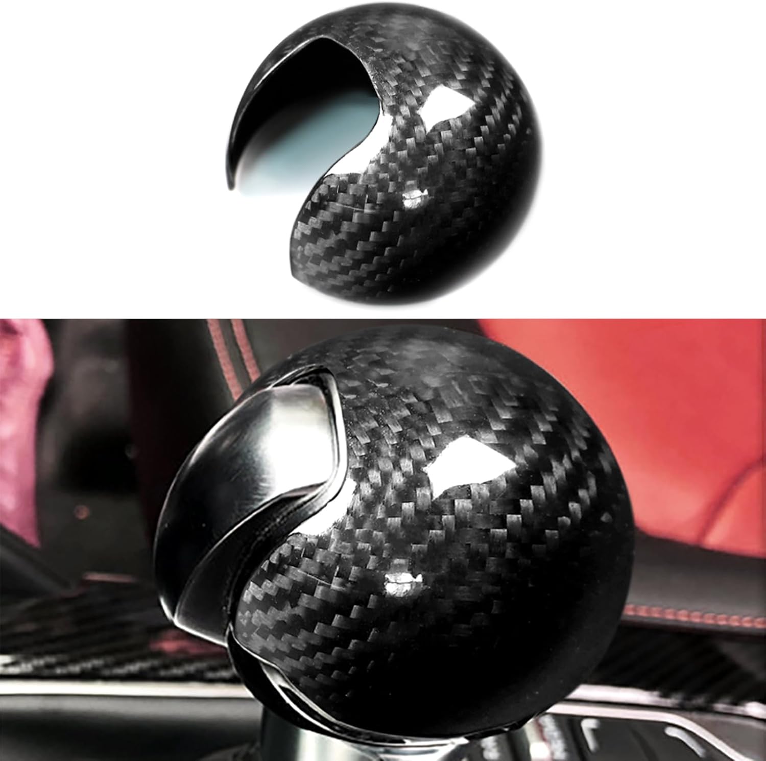 NVCNX Real Carbon Fiber Shift Knob Cover for Audi A3 S3 8V 2015-2020 2016 2017 2018 2019 Automatic Tranmission Lever Gear Shifter Car Interior Trim Accessories Glossy not ABS