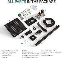 Vista 9 de SR SUN RISE Sistema de ducha de bronce aceitado, cabezal de ducha cuadrado de 10 pulgadas con cabezal de ducha de mano, cabezal de ducha de cascada