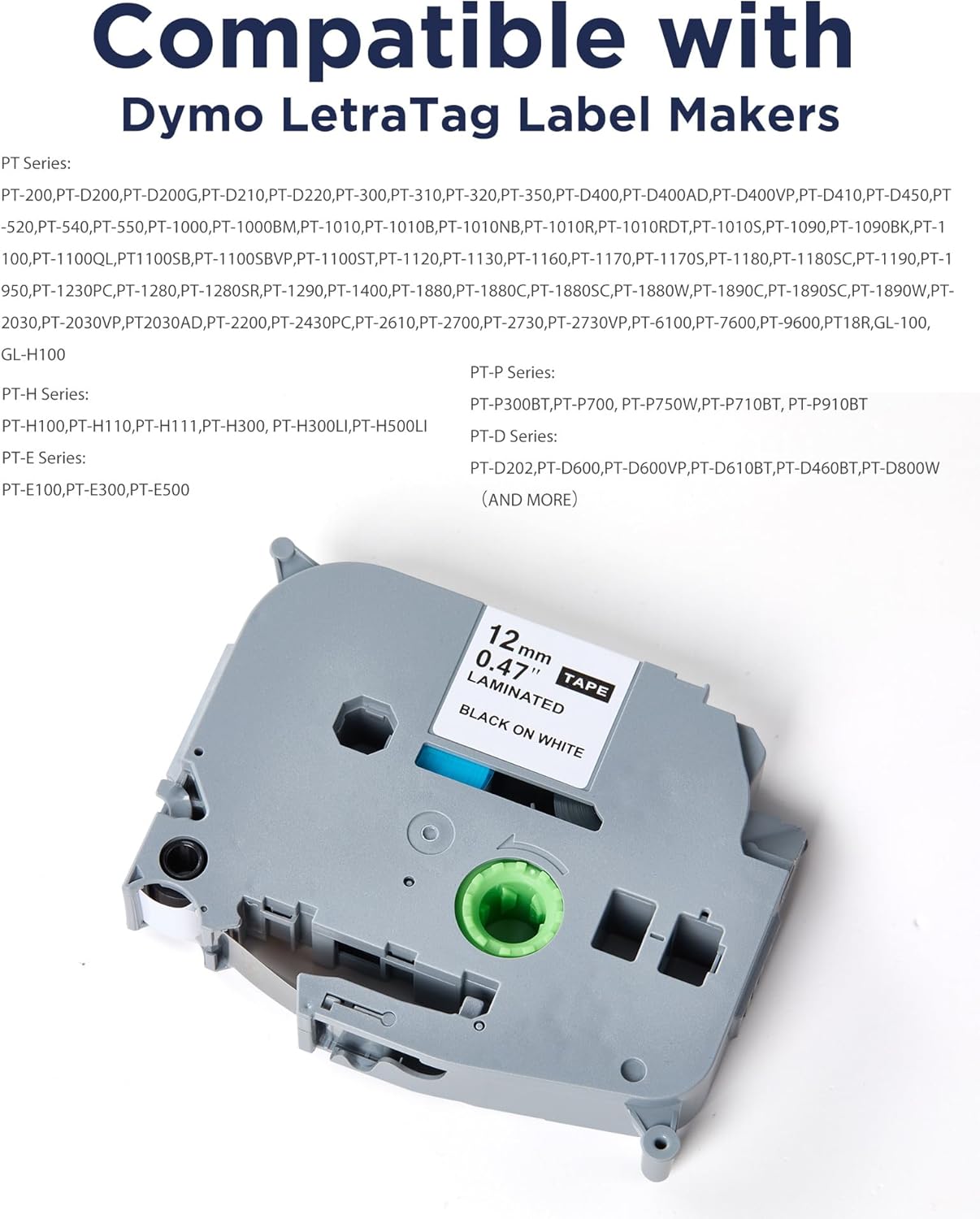 JOJOME 6-Pack Replacement for Brother P Touch Label Tape TZe-231 131 431 531 631 731 12mm 0.47 Laminated Label Maker Tape Multi-Color for PT-D210 H110 D220 D410 D600, Clear/White/Red/Blue/Yellow/Green - Image 2