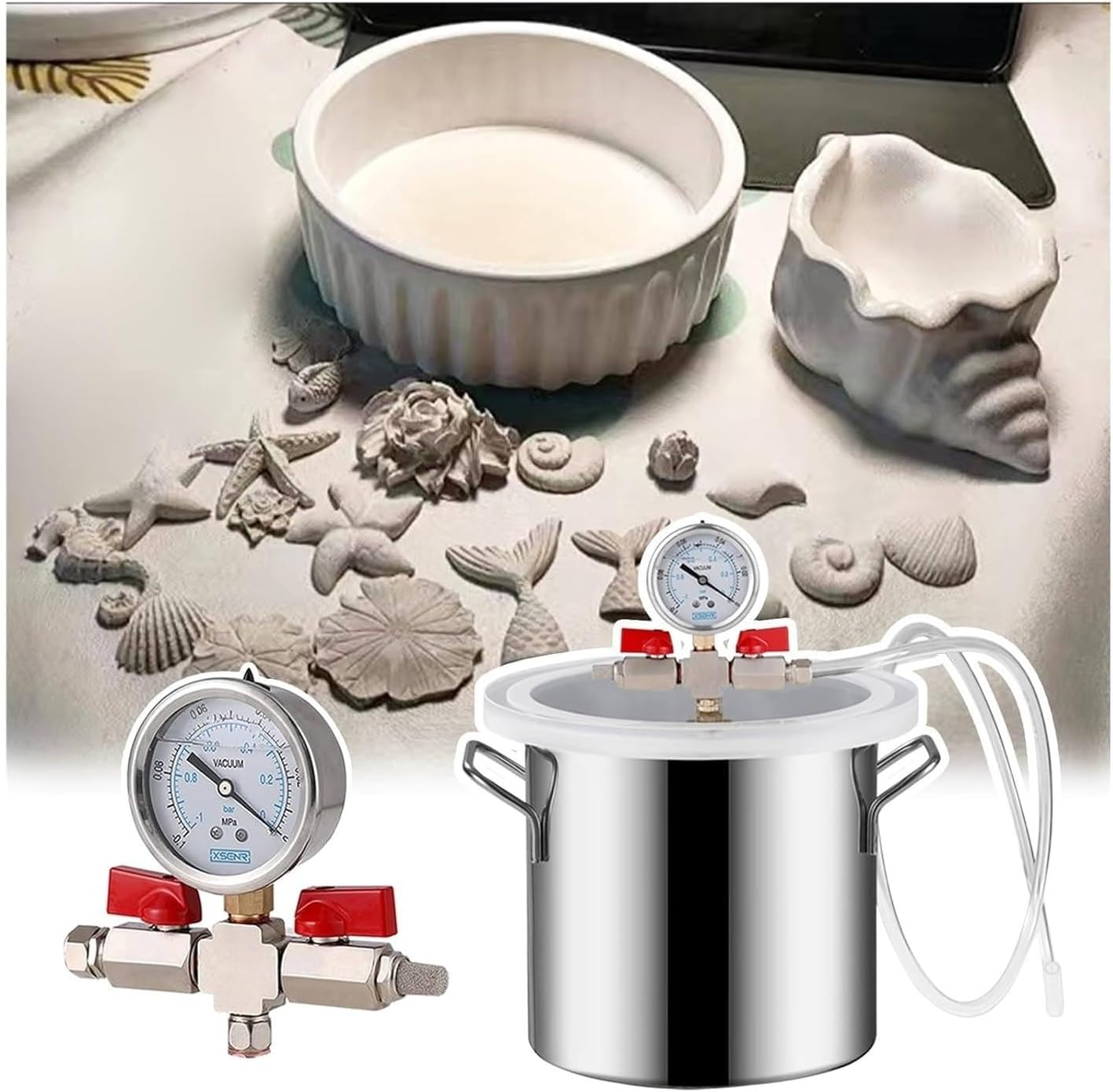 Vacuum Degassing Chamber, Stainless Steel Wood Stabilizer Pot,for Epoxy/Plaster/Silicone Degassing (21L/6Gal)