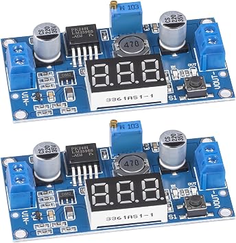 LM2596 LM2596S DC-DC Buck Converter Voltage Regulator Adjustable 4.0-40V to 1.25-37V 2A Power Supply Module with LED Voltmeter Display Pack of 2