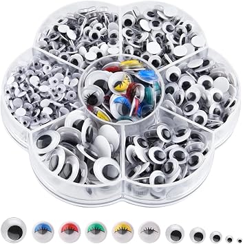 ASTARON 800Pcs 4mm-12mm Googly Eyes Self Adhesive Wiggle Eyes for Art Craft Supplies, Doll Making and Scrapbooking,7 Size