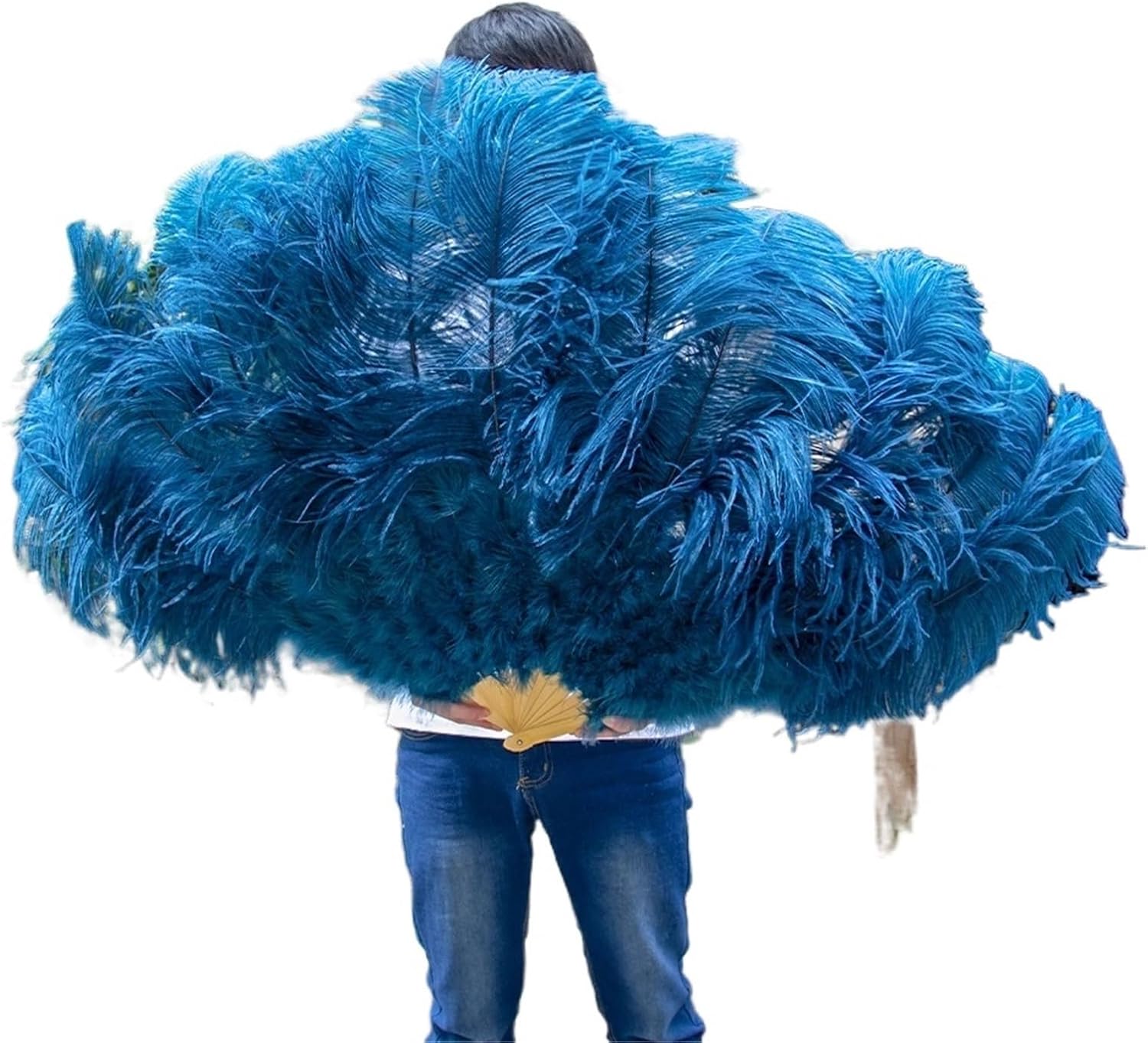 Ostrich Feather Fan for Performance, Carnival Show Accessory, Big Feather Fan - 130CM, Set of 2