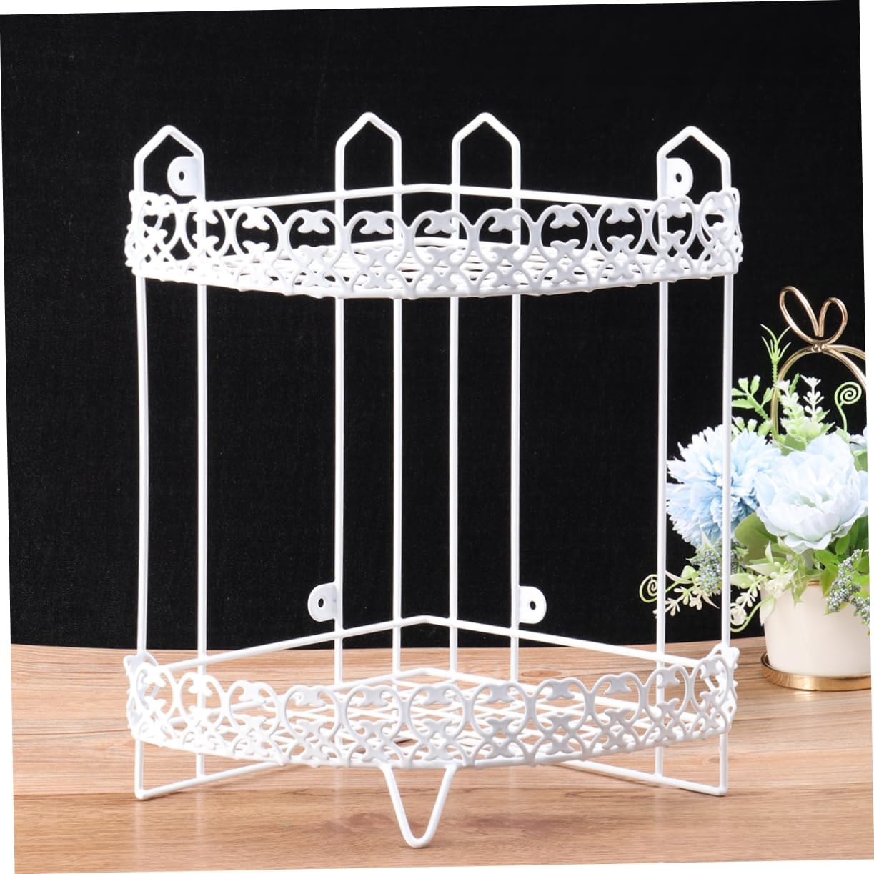 Ciieeo Wall-Mounted Corner Storage Rack Multi-Layer Iron Bathroom Shelf No Drilling Decorative Triangle Organizer for Small Spaces 31x20.5x20.5cm