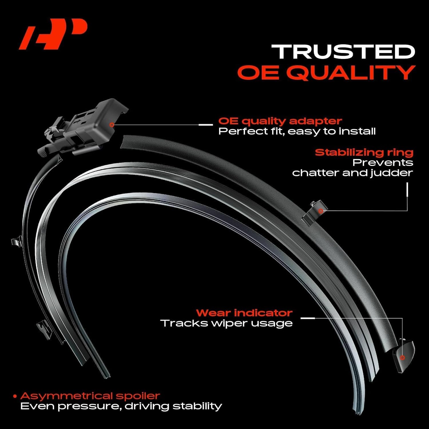 A-Premium 22"+22" APWB134 Windshield Wiper Blades Compatible with Chevrolet Silverado 1500 LD, Tahoe, Suburban & GMC Sierra 2500 3500 HD - TL2/TLP Connector, w/Wear Indicator & Towel (Pack of 2)