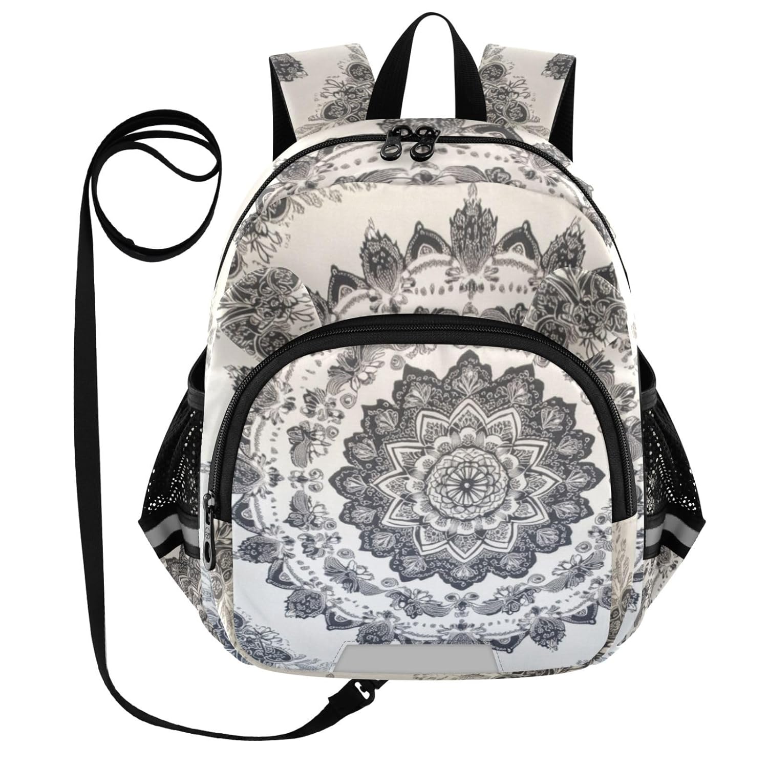 Floral Mandala Ivory Toddler Harness Backpack for Boys Girls 3-6 Years Kids Backpack with Anti Lost Safety Leash Child Leash Backpack for Preschool Travel Walking