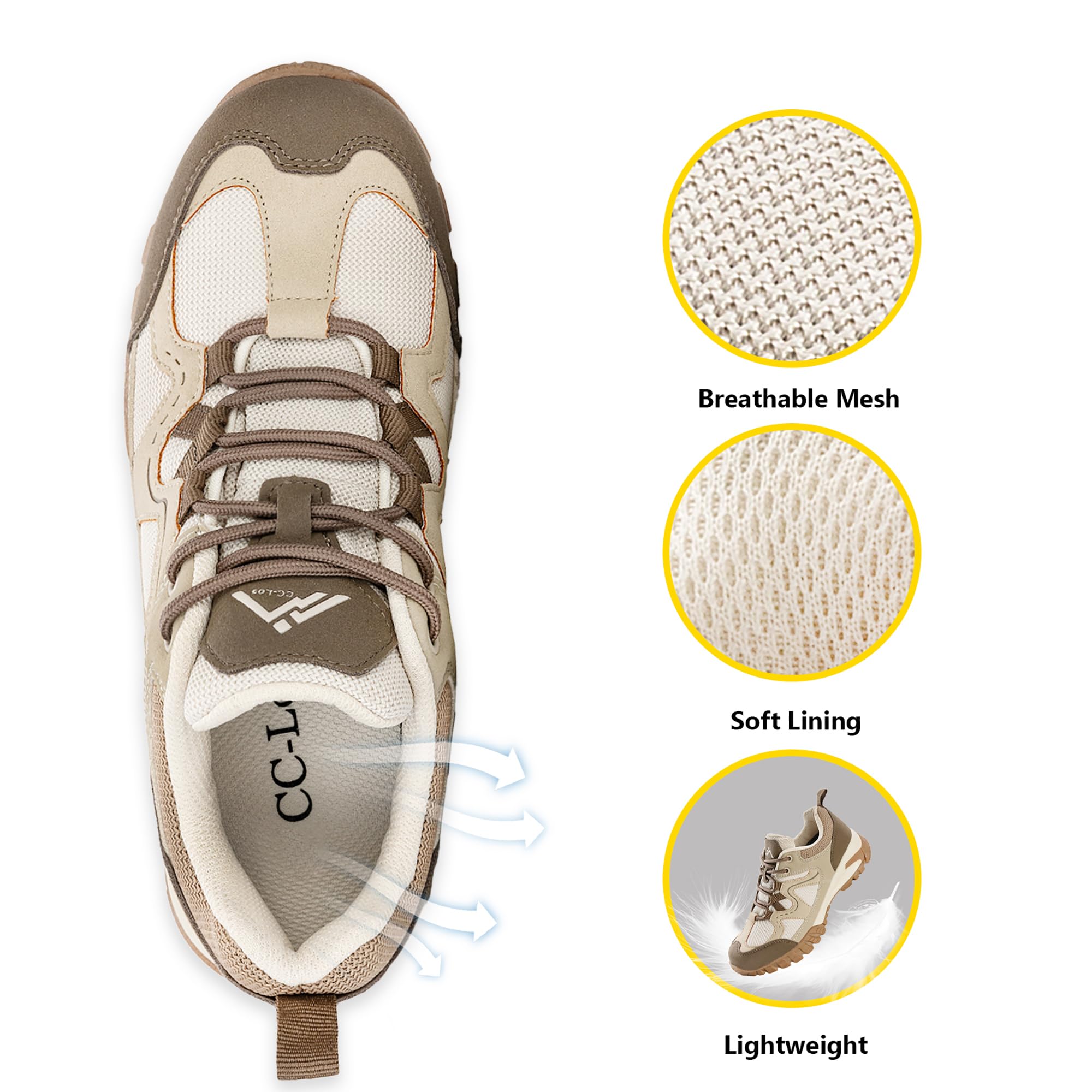 CC-Los Chaussures de Randonnée Basses pour Femmes Confortables EU36-43 | Semelle Caoutchouc Antidérapante, Tige Respirante, Résistant À L’usure, Randonnée Montagne Tous Terrains