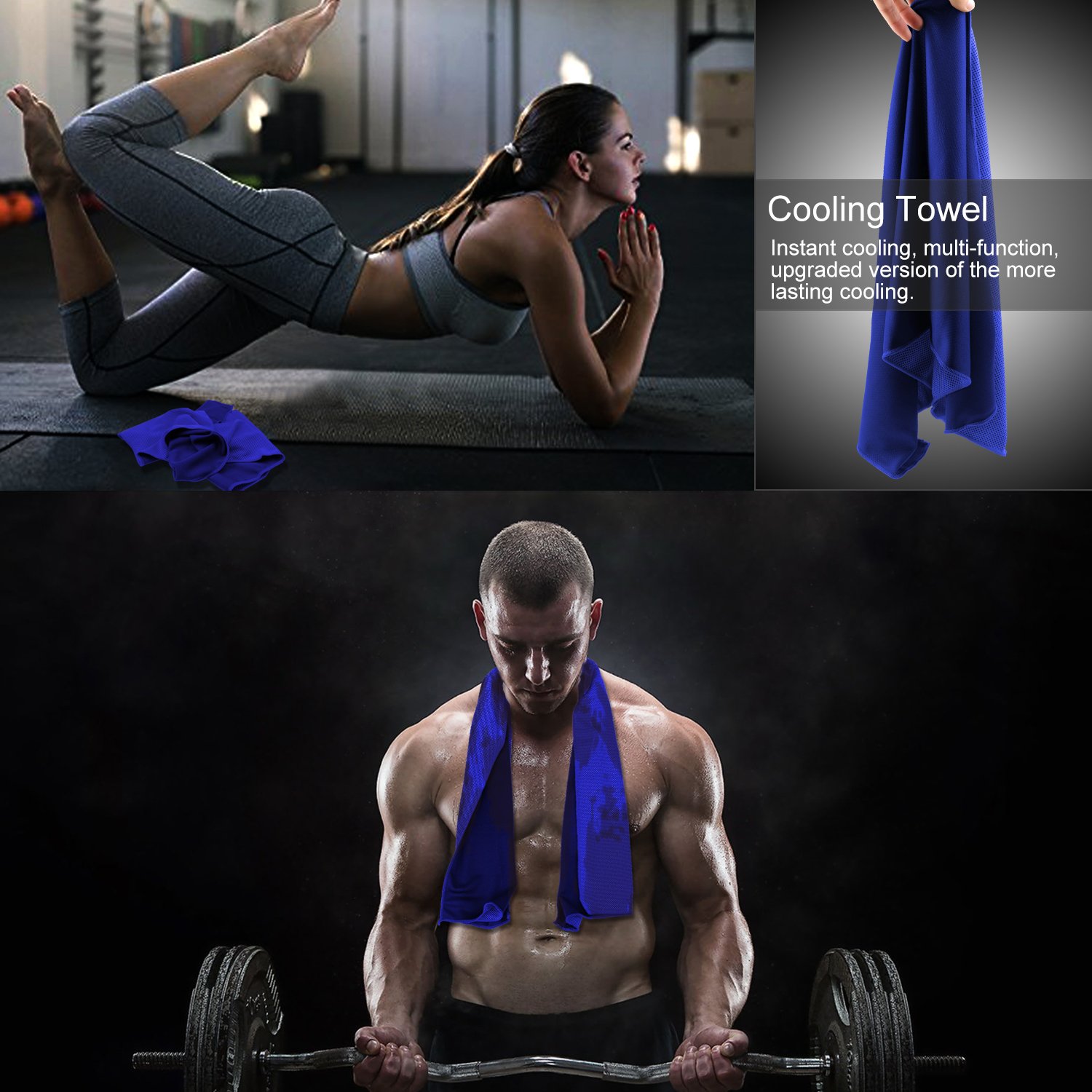 Ręcznik chłodzący (20 sztuk, 100 x 30 cm) z woreczkami do uprawiania sportu, treningu, fitnessu, siłowni, jogi, golfa, pilatesu, podróży, kempingu i wielu innych