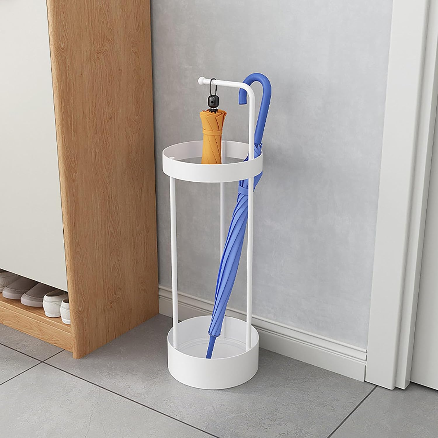 Premium Steel - Stylish Metal Umbrella Holder for Entryway Space-Saving Design for Home & Office Use - White