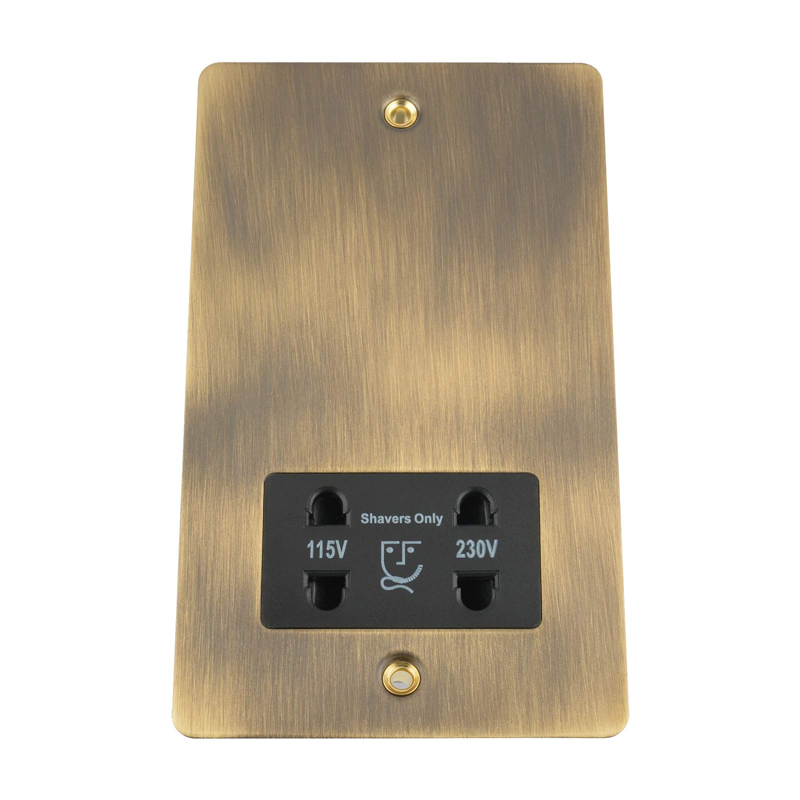 A5 Products Black Antique Brass Flat Shaver Socket Double 115V/230V Insert