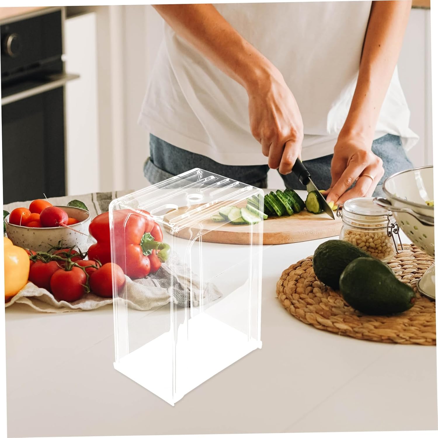 Garneck Household Acrylic Cutter Holder for Kitchen Transparent Knife Storage Rack Multi-functional Organizer for Cutlery Sturdy Design for Easy Access and Space Saving