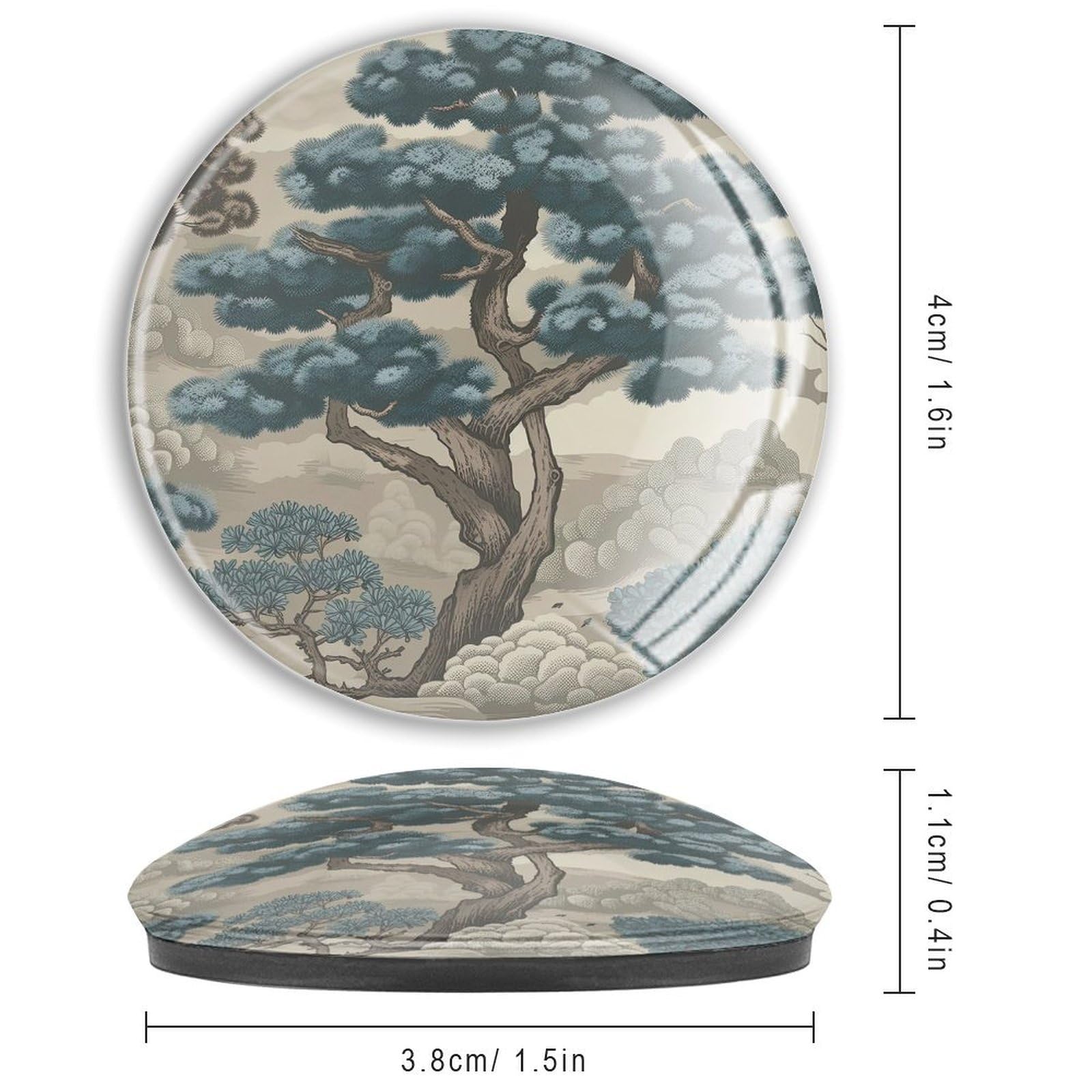 Chinoiserie - Imanes de refrigerador de árbol para pizarra blanca, dinastía, vidrio, pequeños imanes abstractos para refrigerador para pizarra blanca, cocina y oficina, 4 piezas