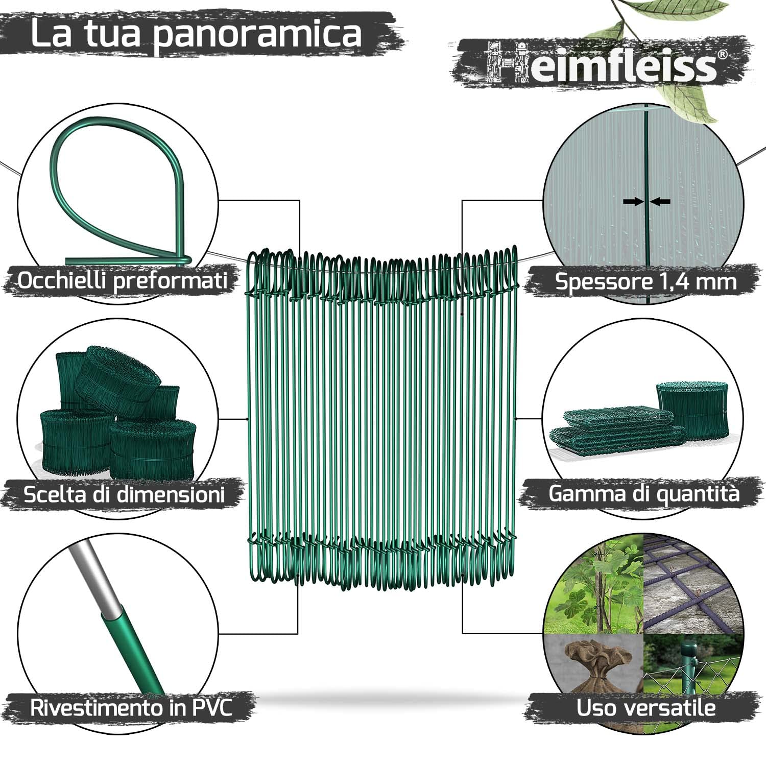 Heimfleiss® Tiralegacci + Legacci rivestiti in PVC 1,4 x 100-300mm (1000 pz.) - Set di legacci di alta qualità & tiralegacci per chiusura sacchi - Tendi legacci Legacci occhiellati