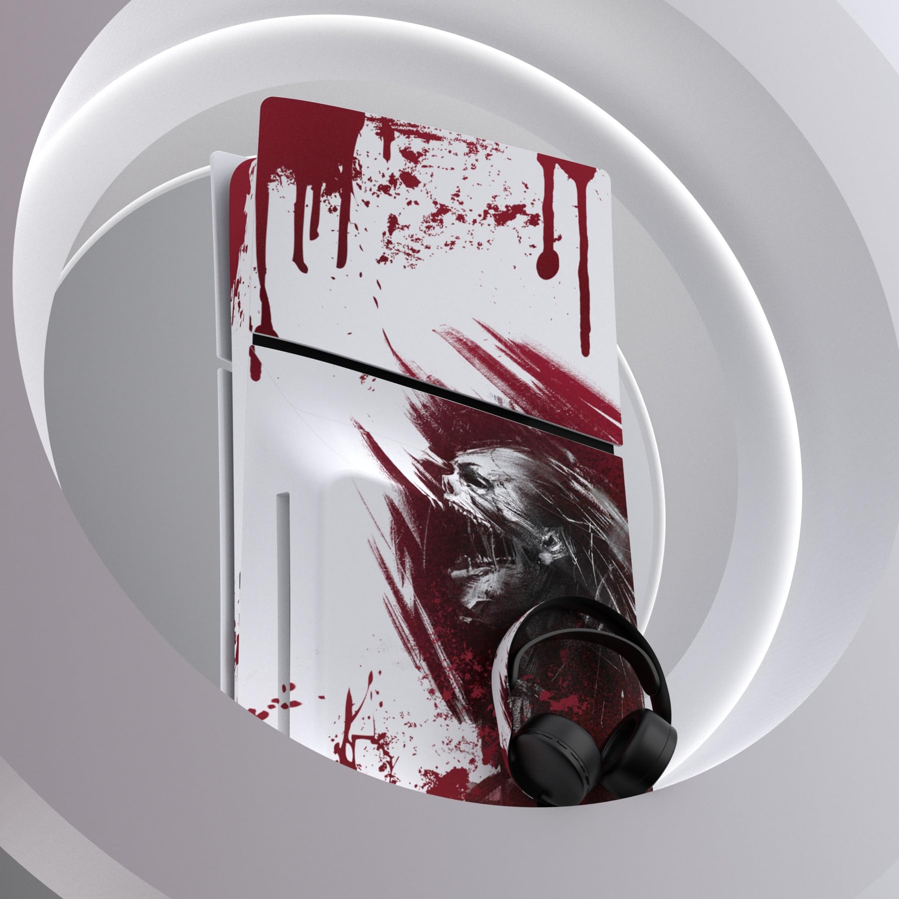PlayVital Naklejka Akcesoria do ps5 Slim Konsola Zestawy Skórek do ps5 Slim Disc Edition Sticker do ps5 Kontroler&Stacja ładowania&Zestaw Słuchawkowy&Media Remote-Krwawy Zombie