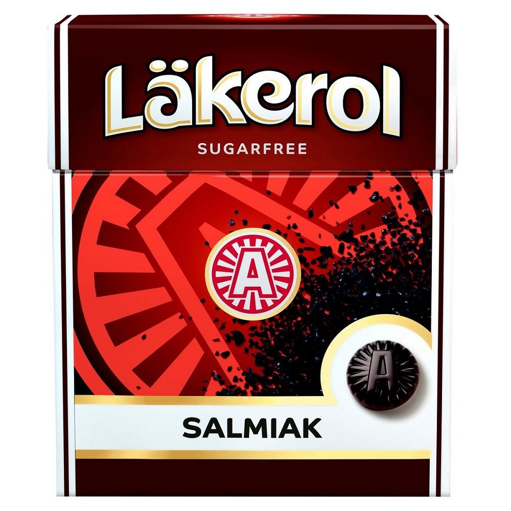 4 Boxes x 25g of Läkerol Salmiak - Original - Swedish - Sugar Free - Salty Liquorice - Licorice - Pastilles - Lozenges - Drops - Dragees - Candies - Sweets with Stevia