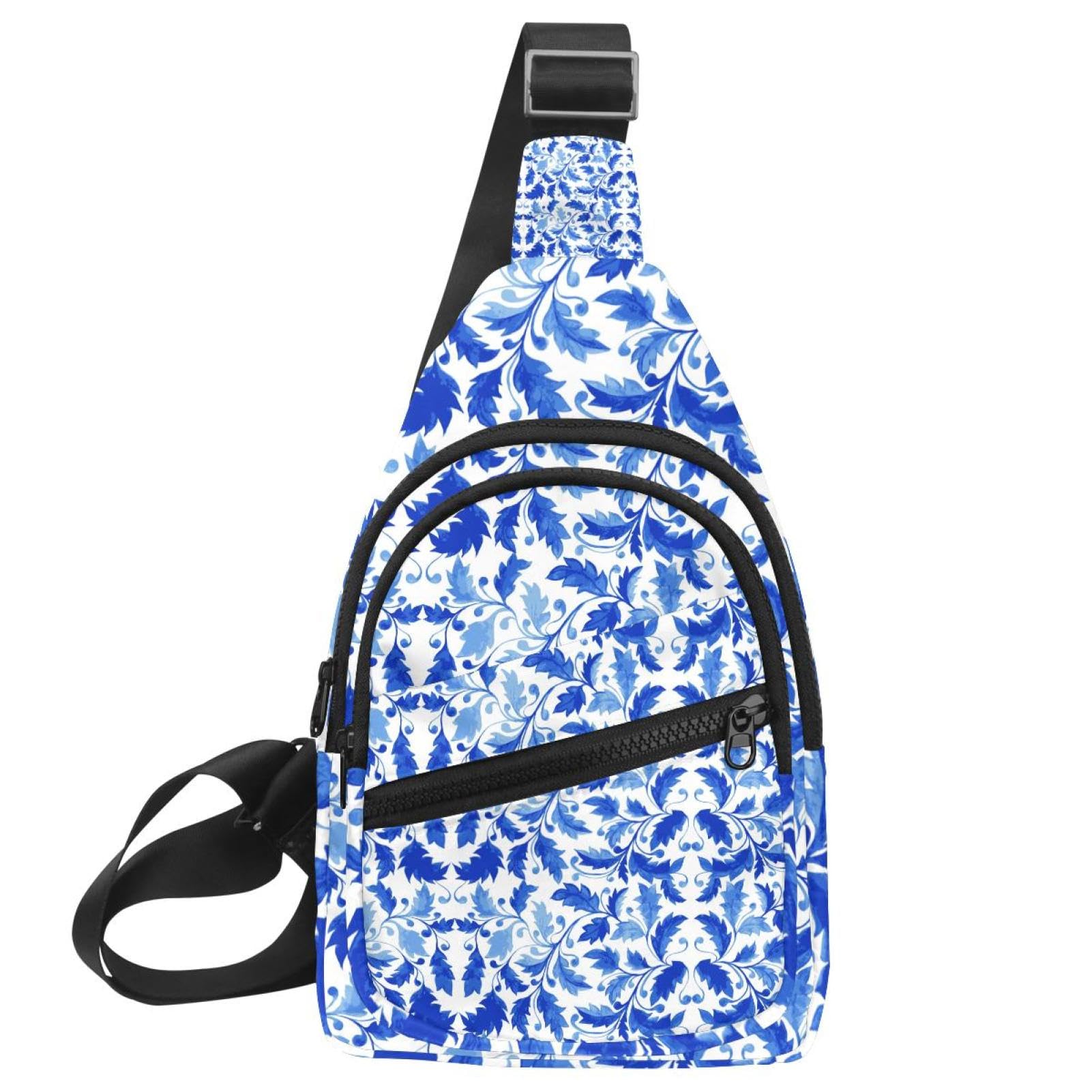 Bolsa de hombro ajustable multicolor y bolso de pecho azul tradicional 7