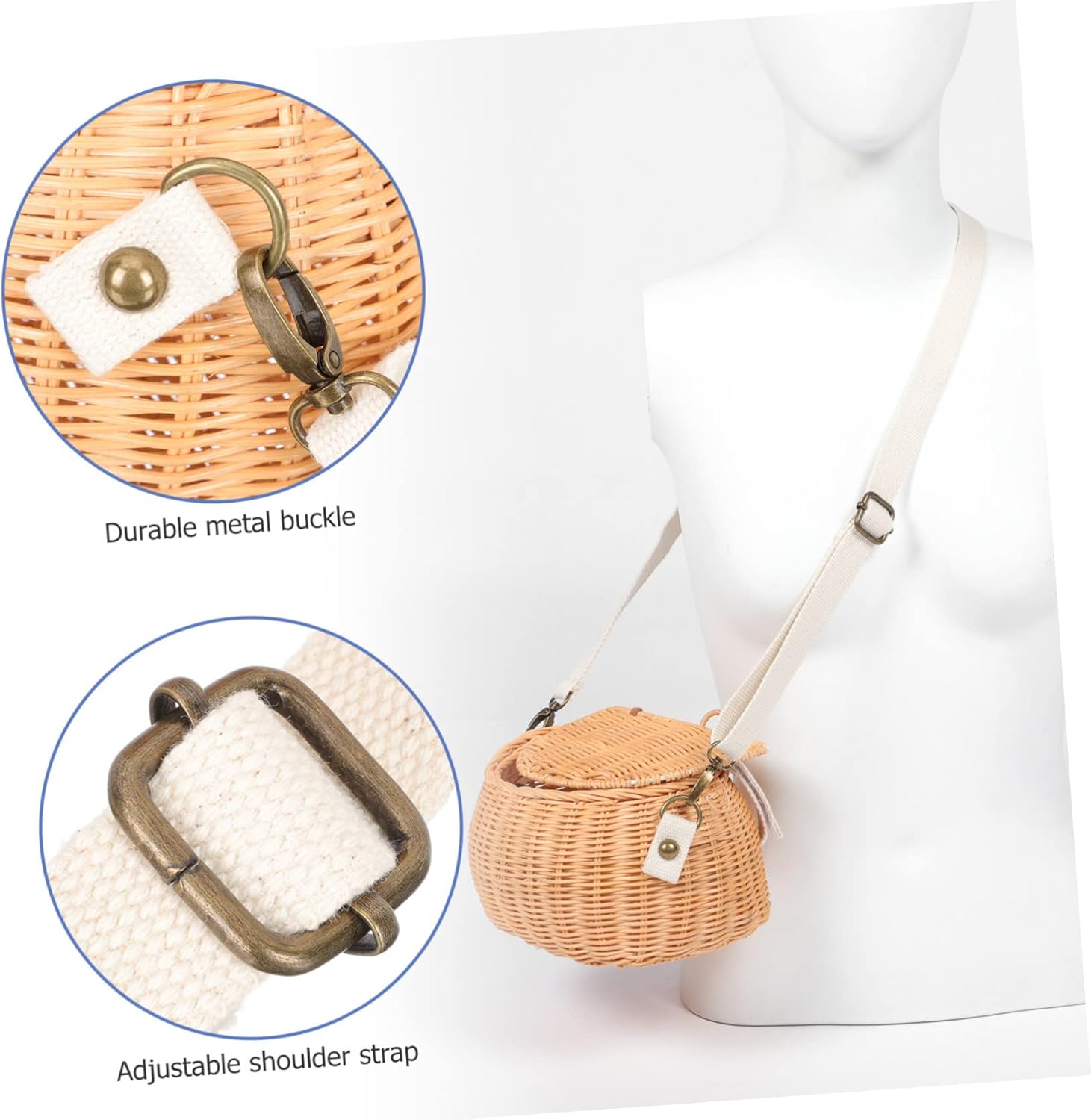Rattan Woven Cross Body Bag for Boys and Girls Handmade Natural Rattan Basket Stylish Scooter Basket and Photo Prop Lightweight and Easy to Install for Boys and Girls