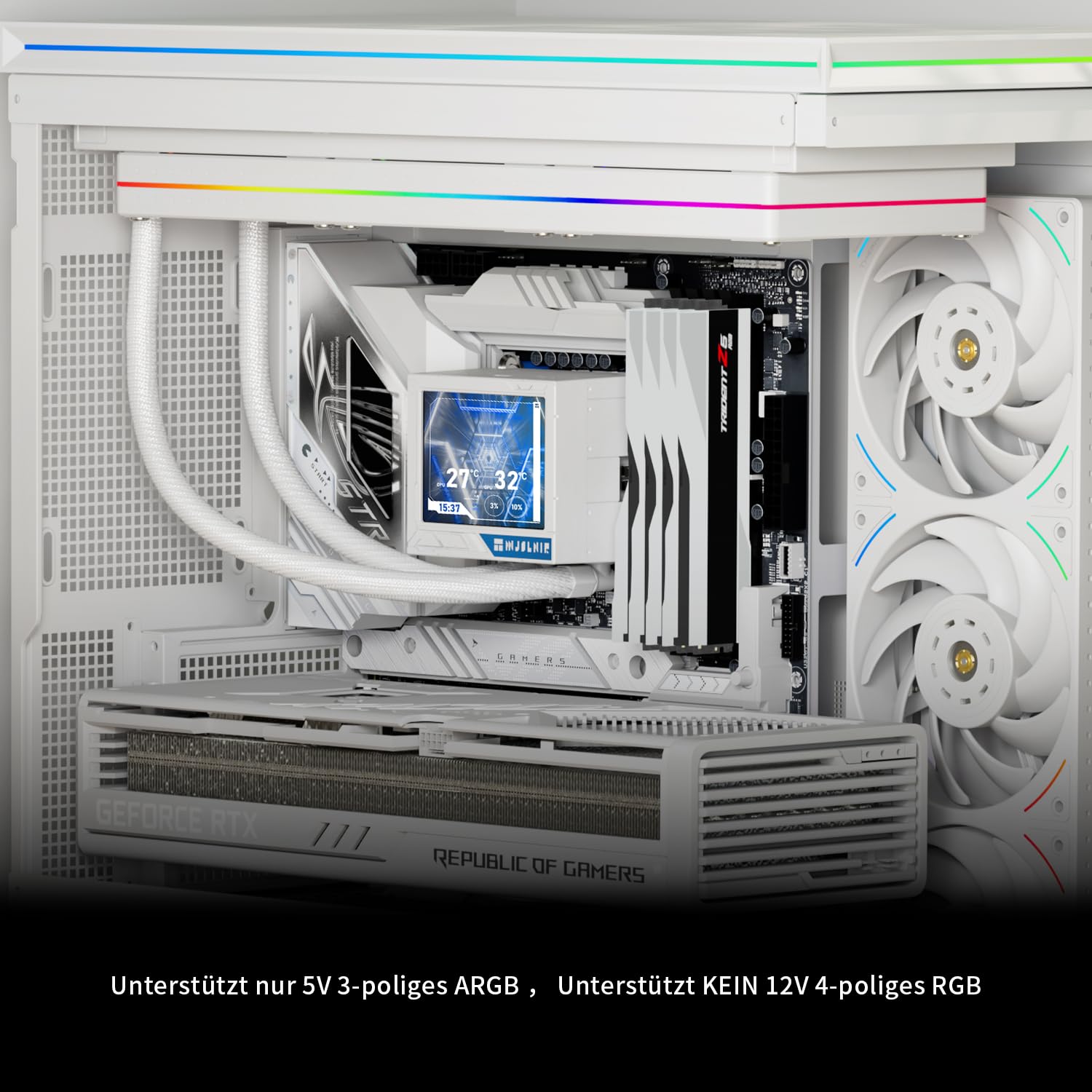 Thermalright Mjolnir Vision 360 UB PRO ARGB White Aio - Refrigeratore a liquido per CPU, schermo IPS con risoluzione 640 x 480, schermo LCD da 3,5 pollici ad assorbimento magnetico, per AM5/LGA1851