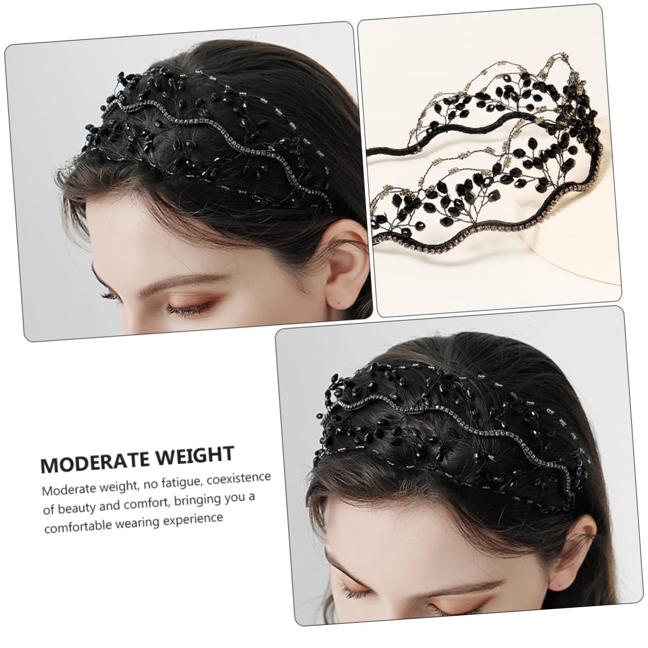 FRCOLOR 4 Pz fascia per Cerchio per scintillanti fasce per le donne strass fascia da sposa barrette hair pin copricapo di perline accessori per Lega di zinco Black