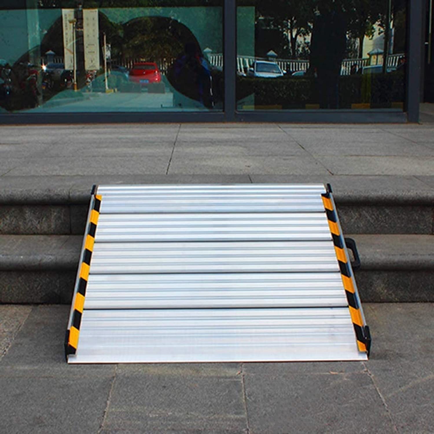 Rampa de Aluminio portátil para Silla de Ruedas, Rampa de Umbral de Acceso de Movilidad, Rampa de Portador de Fácil Acceso con Asa de Transporte, para Escalones de Casa Escaleras Puertas Scooter