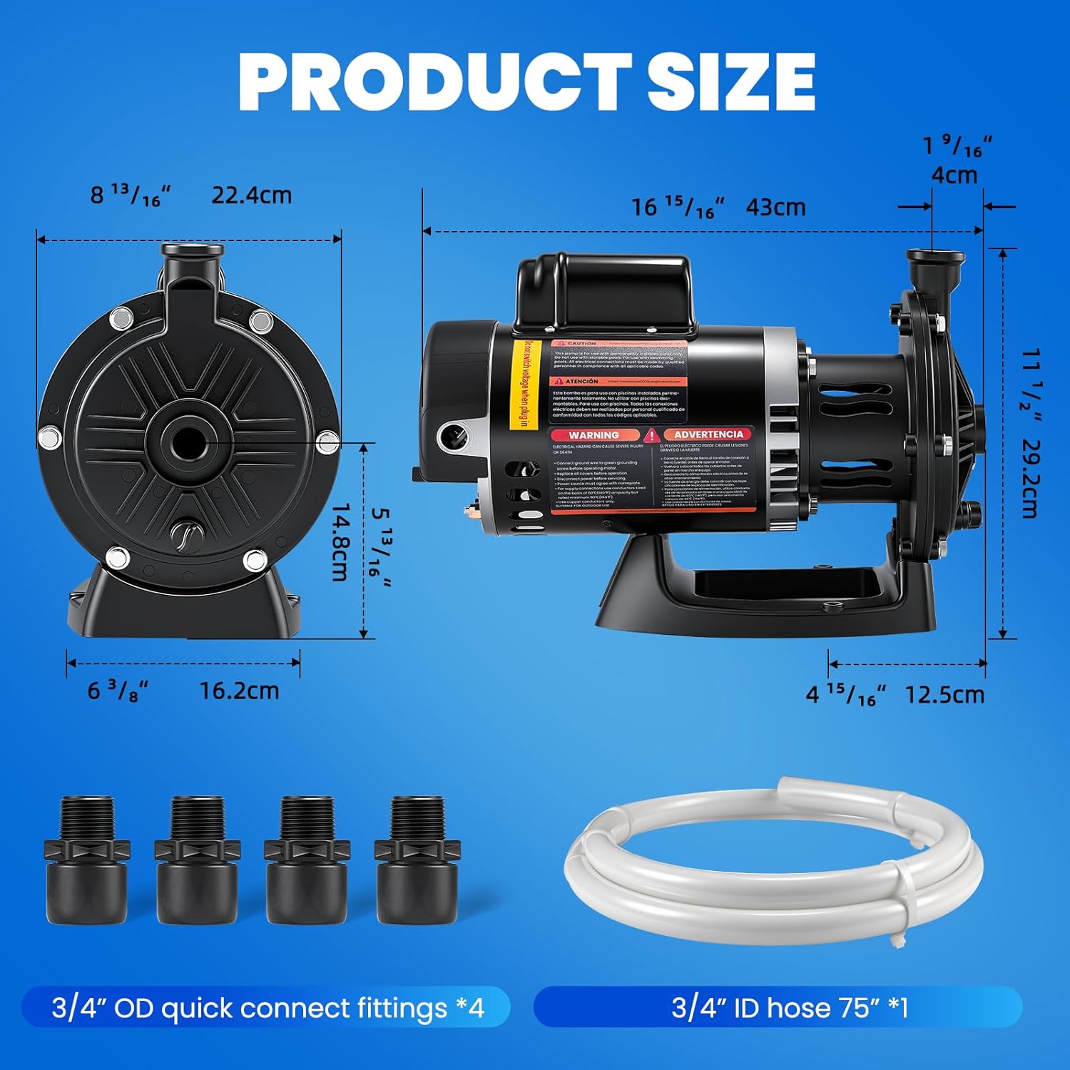 Mxmoonant Pool Booster Pump, 3/4 HP PB4-60 Swimming Pool Booster Pump 115V/230V Dual Voltage for 180 280 380 480 3900 Pressure Side Pool Cleaners
