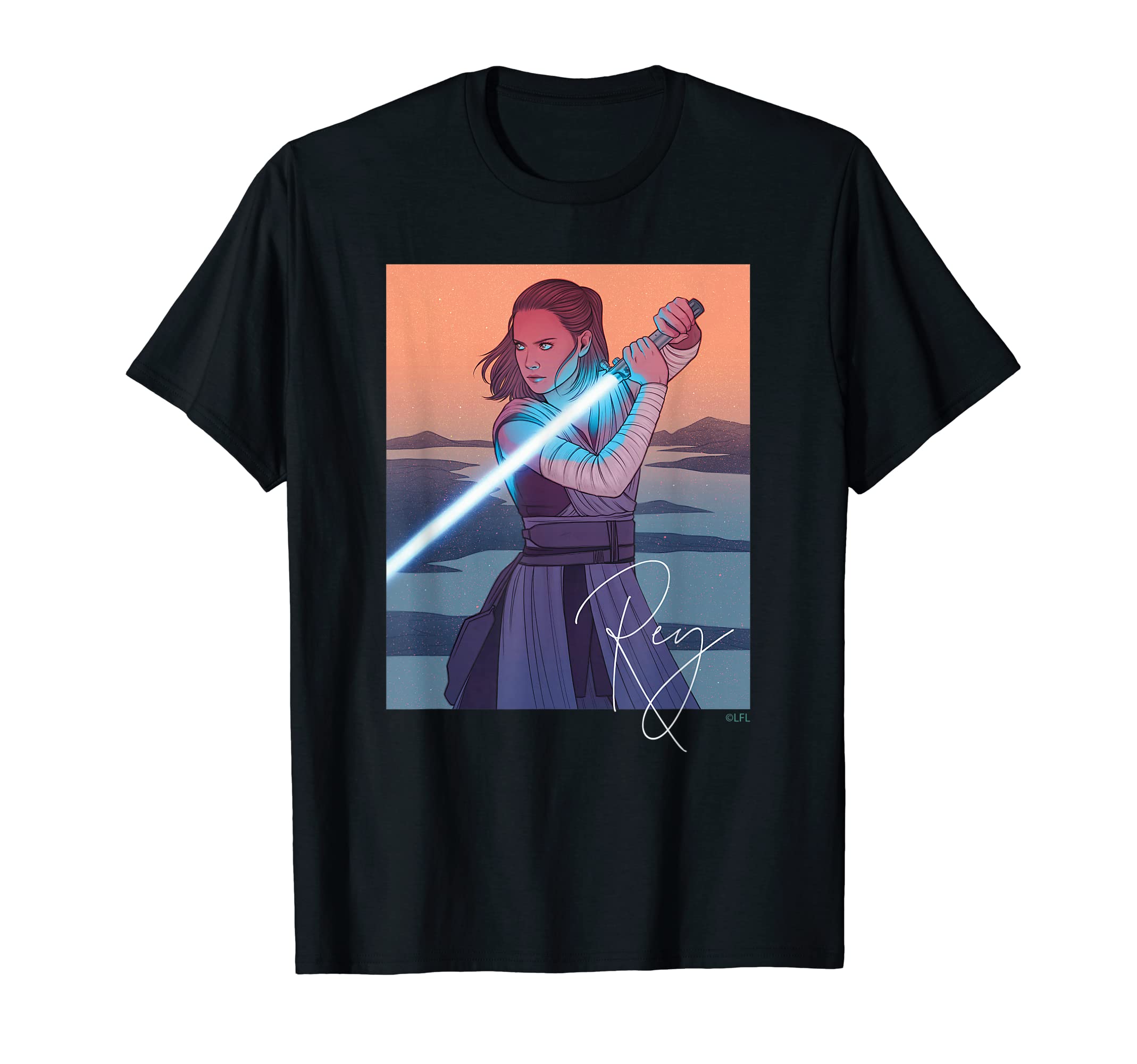STAR WARSIllustrated Rey with Lightsaber T-ShirtOEKO-TEX STANDARD 100