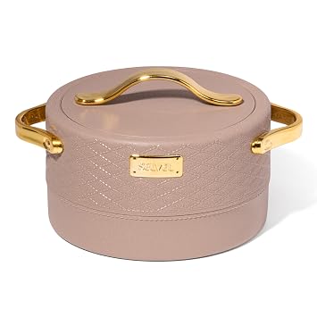 SELVEL Heritage Casserole 800 ml | Stainless Steel Inner & Premium Plastic Outer Body | Insulated Hot Pot for Roti, Rice & Curry | Elegant Brown Finish with Gold Handles | Stainless Steel Inner, Premium Plastic Outer, Insulated Hot Pot, Gold Handles