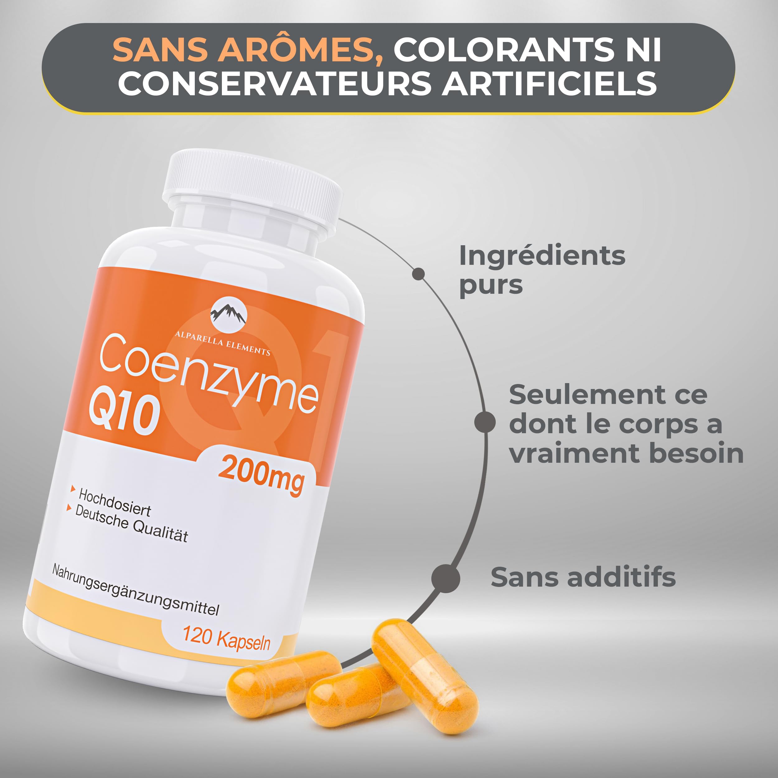 Complément de Coenzyme Q10 Hautement Concentré - Végan - 200 mg de Coq10 par Gélule - 120 Gélules - 4 Mois de Cure - Fabriqué en Allemagne