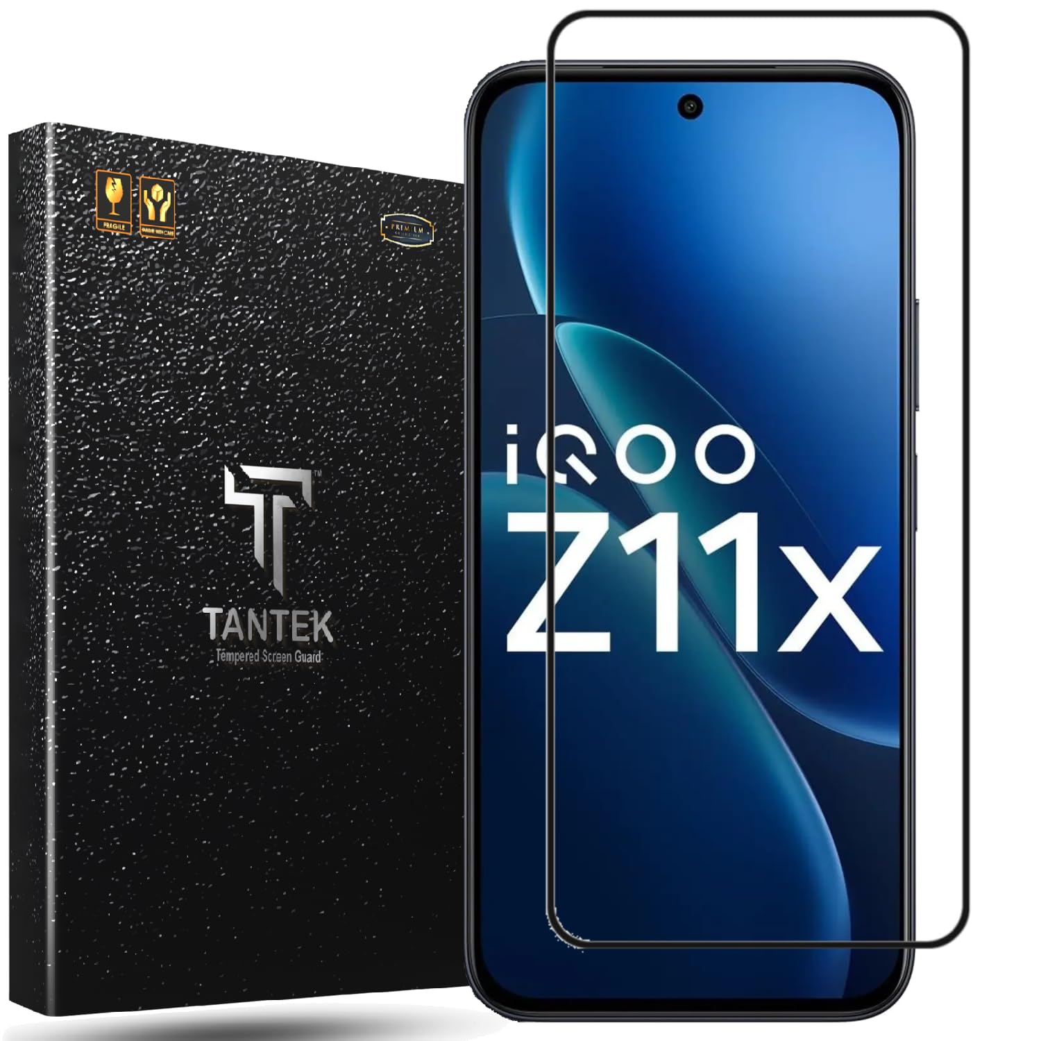TANTEK TitanGuard Tempered Glass Screen Protector Guard for iQOO Z11x 5G and Vivo T5x (6.72 Inch) - 9H Hardness, Military Grade, Anti-Static, Easy Installation Kit - 1 PACK