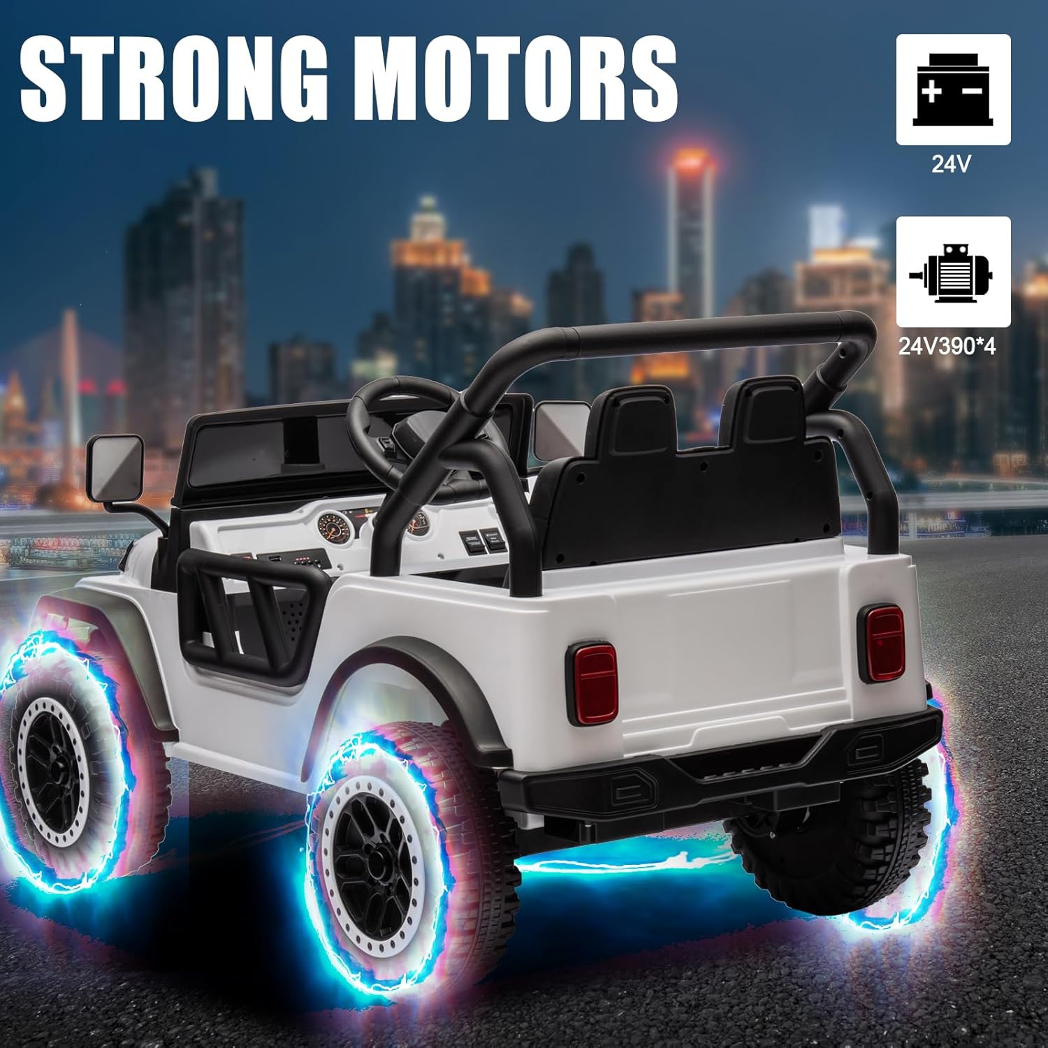 TAICO Kids Ride on Truck 24V 2WD Electric Car for Kids Battery Powered Off-Road Electric Vehicle to Drive 3 Speeds Ride on Cars with Parents Remote Control, Bluetooth, LED Lights Boys Girls Age 3+