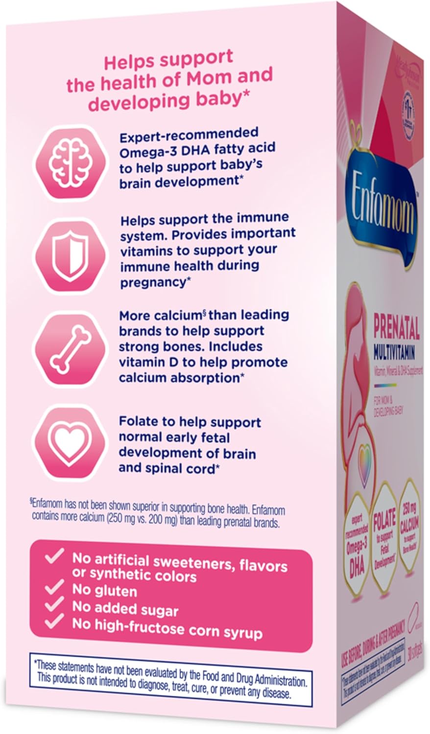 Enfamom Prenatal Vitamin Supplement for Pregnant and Lactating Women from Enfamil, 30 Softgels, Omega-3 DHA + Folate + Calcium