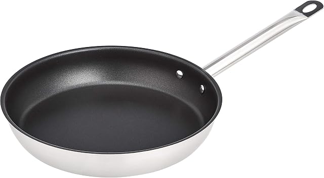 AmazonCommercial 28 cm Non-Stick Stainless Steel Aluminium-Clad Frying Pan with Non-stick Coating