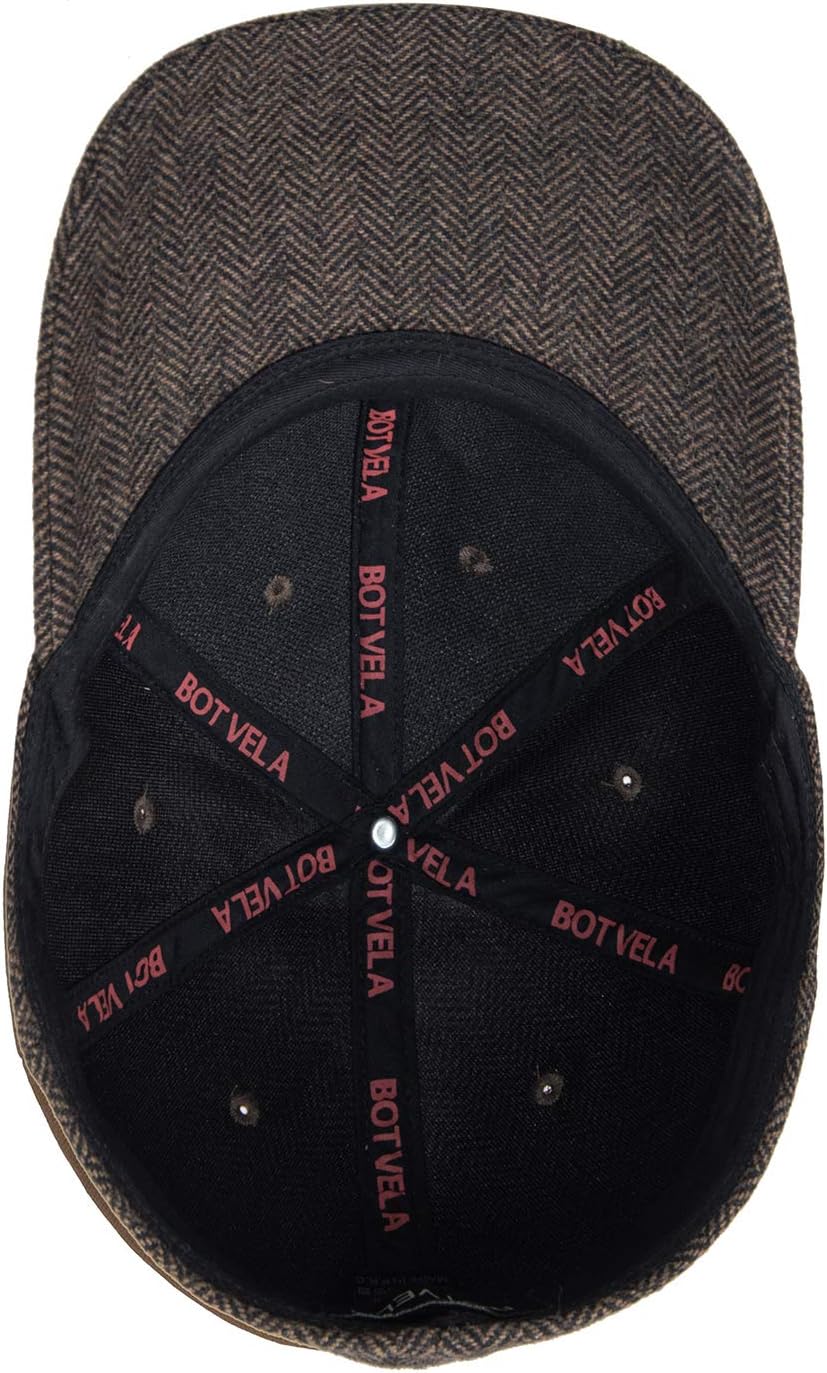 BOTVELA Men's Herringbone Tweed Baseball Cap Wool Blend Fitted Hat - Image 6