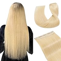 Vista 38 de Extensiones de cabello con clip, cabello humano Remy, extensiones de cabello largo lacio de una pieza con 5 clips, con gancho para colgar
