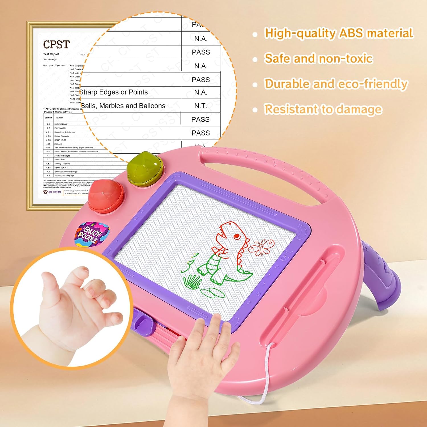 HVETO Magnetic Drawing Board, Toddler Girl Toys for 1-2 Year Old, Doodle Board Pad Learning and Educational Kids Toys for 1 2 3 Year Old Baby Girl Birthday Christmas GIF- Pink