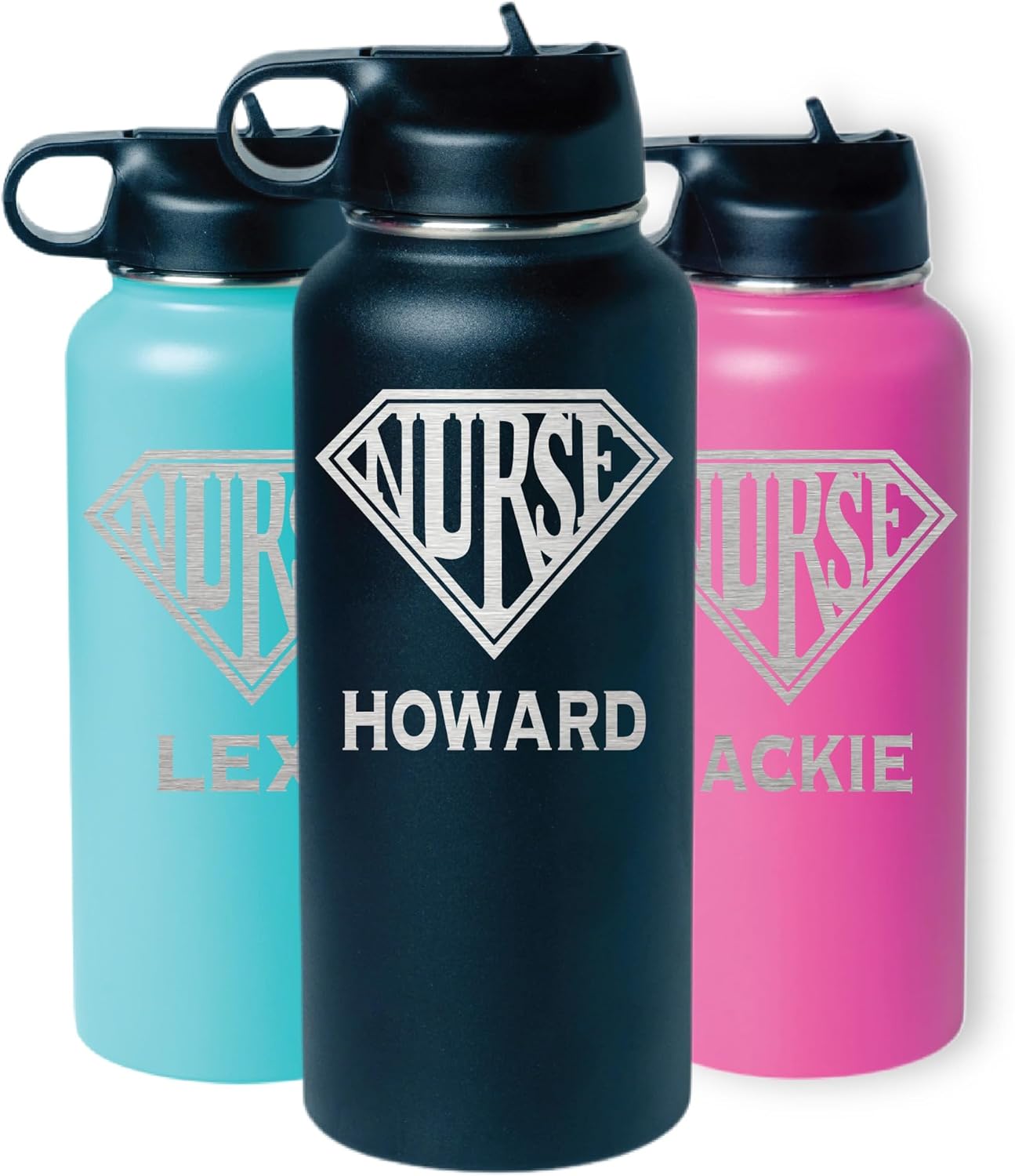 32 oz Custom Super Nurse Water Bottle-Laser Engraved-Stainless Steel Hydro Water Bottle-Nurse Gifts for Women-Gift for Medical Assistant-Nurse Appreciation-Nurse Practitioner-ER Nurses