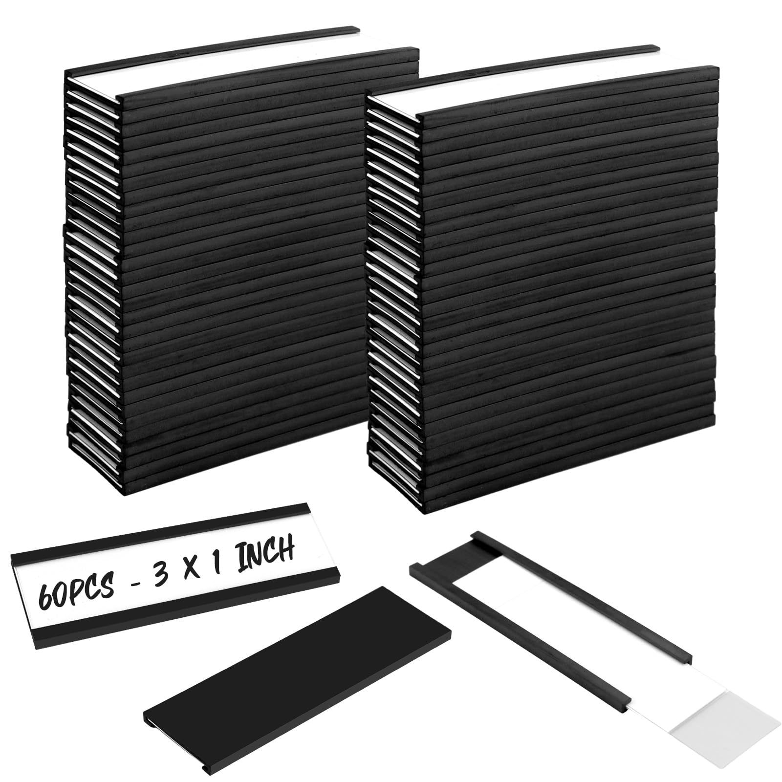Snapklik.com : 60 PCS Magnetic Label Holders 3 X 1 Inch C Channel Label ...